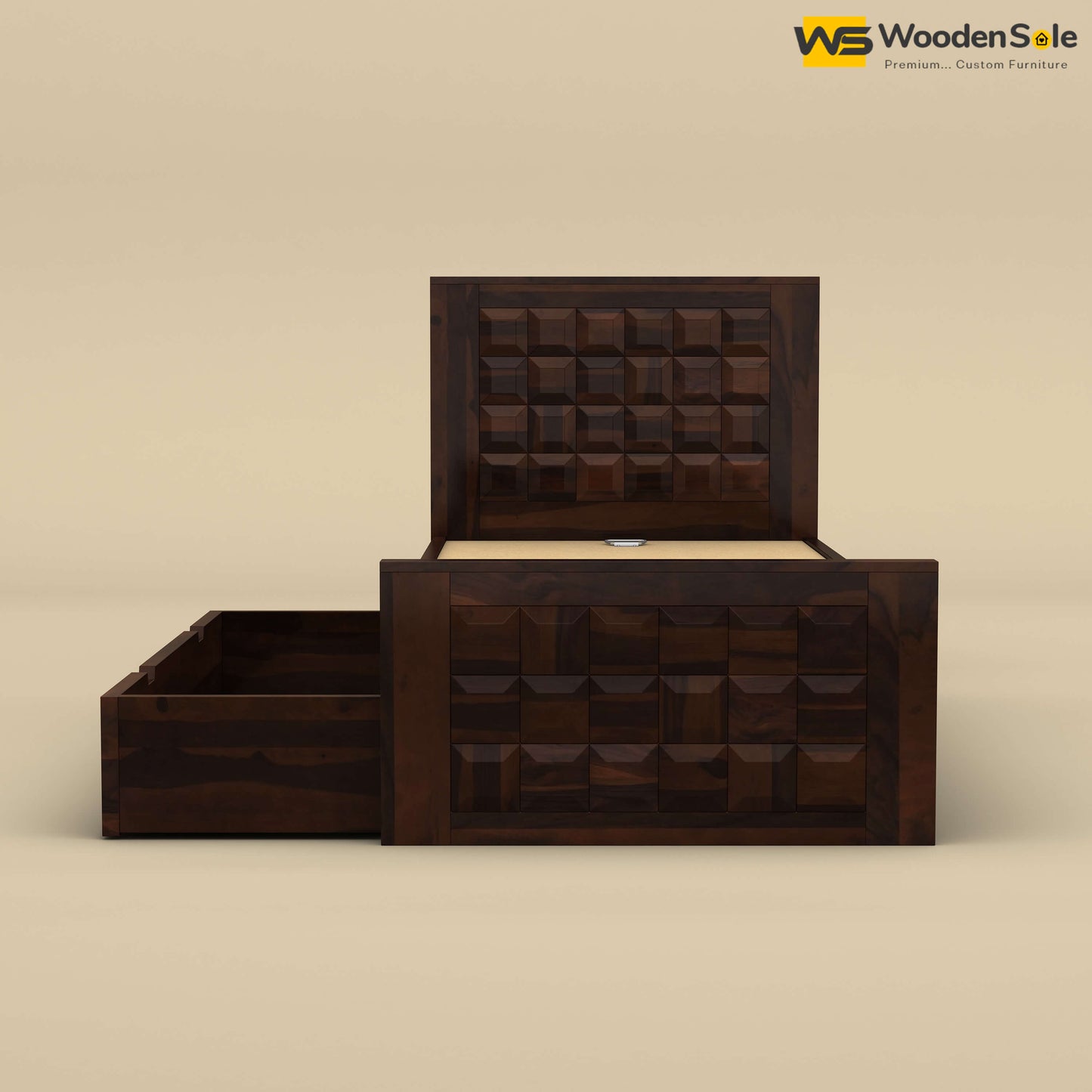 Diamond Drawer Storage Bed (Single, Walnut Finish)
