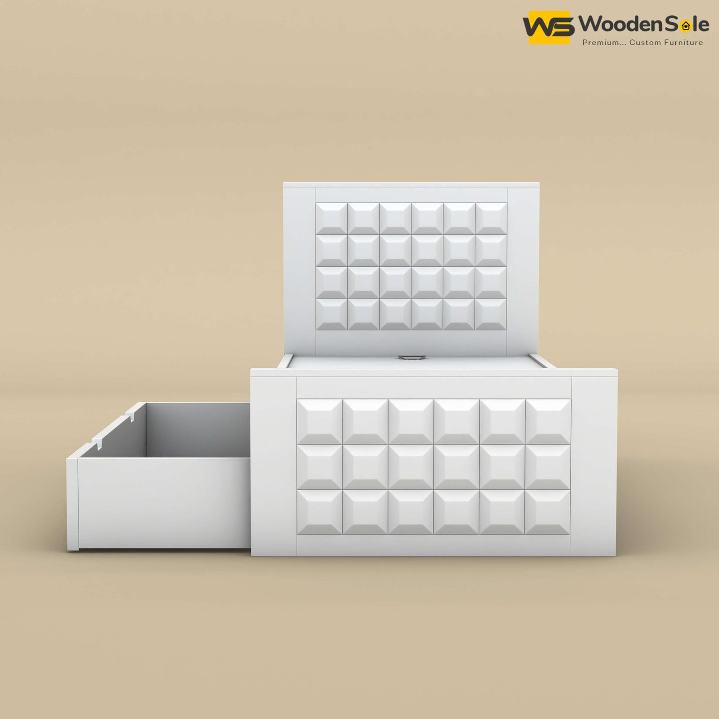 Diamond Drawer Storage Bed (Single, White Finish)