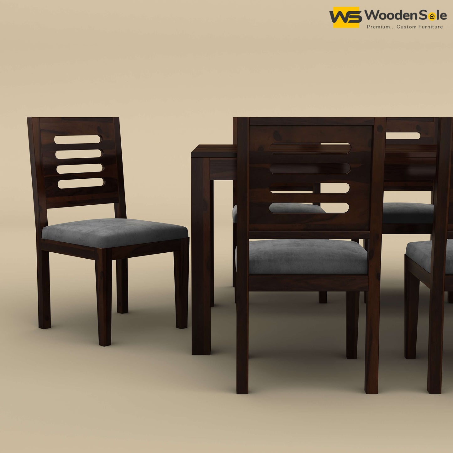 Sheesham Wood 8 Seater Dining Set with Upholstery Chair (Walnut Finish)