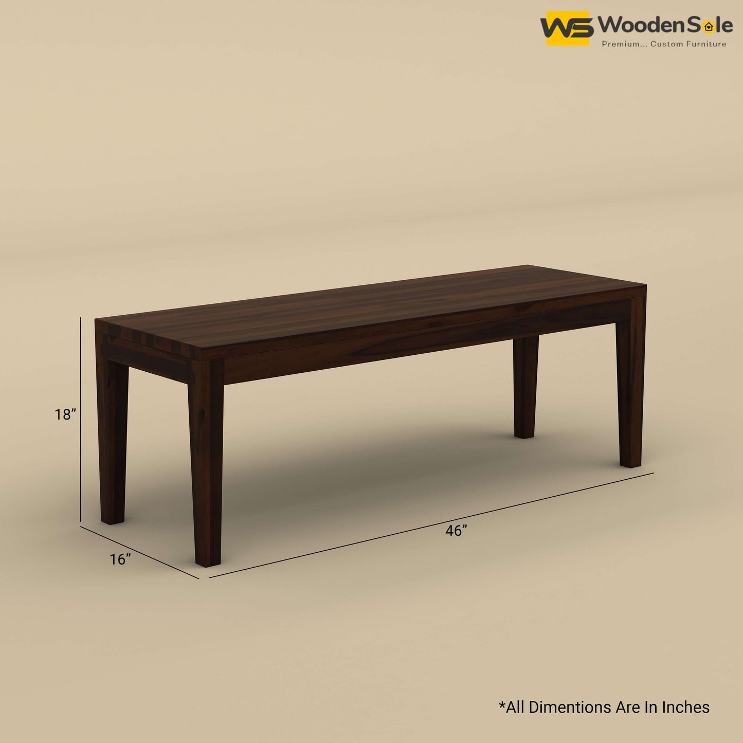 Sheesham Wood 6 Seater Dining Table Set with Bench (Walnut Finish)