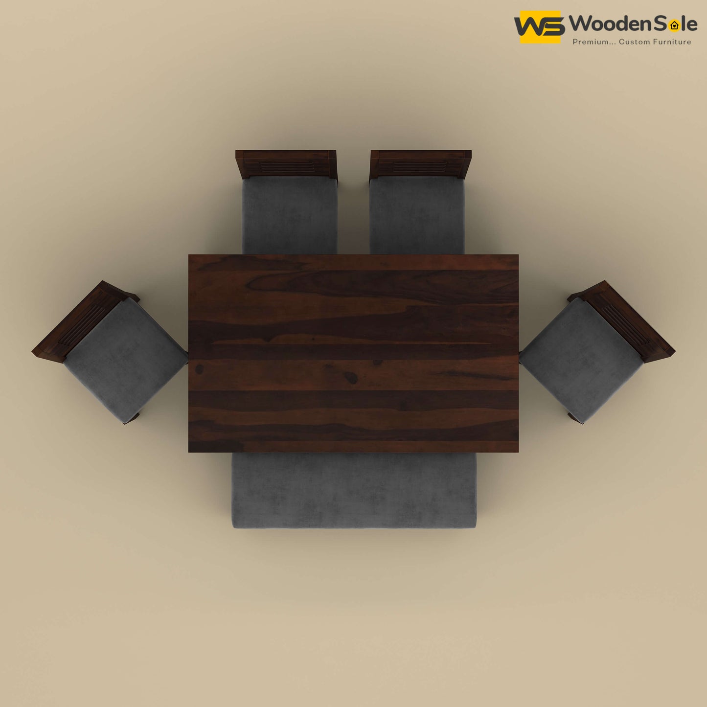 Sheesham Wood 6 Seater Dining Set with Upholstery Chair & Bench (Walnut Finish)