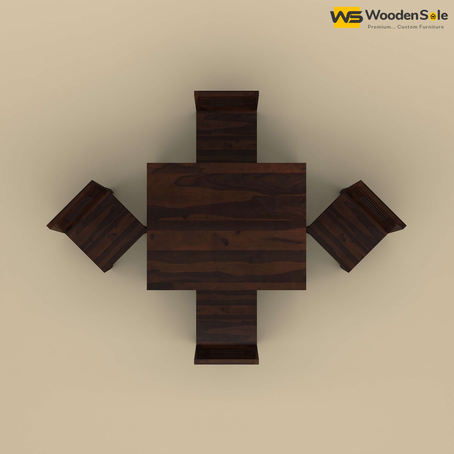 Sheesham Wood 4 Seater Dining Table Set (Walnut Finish)