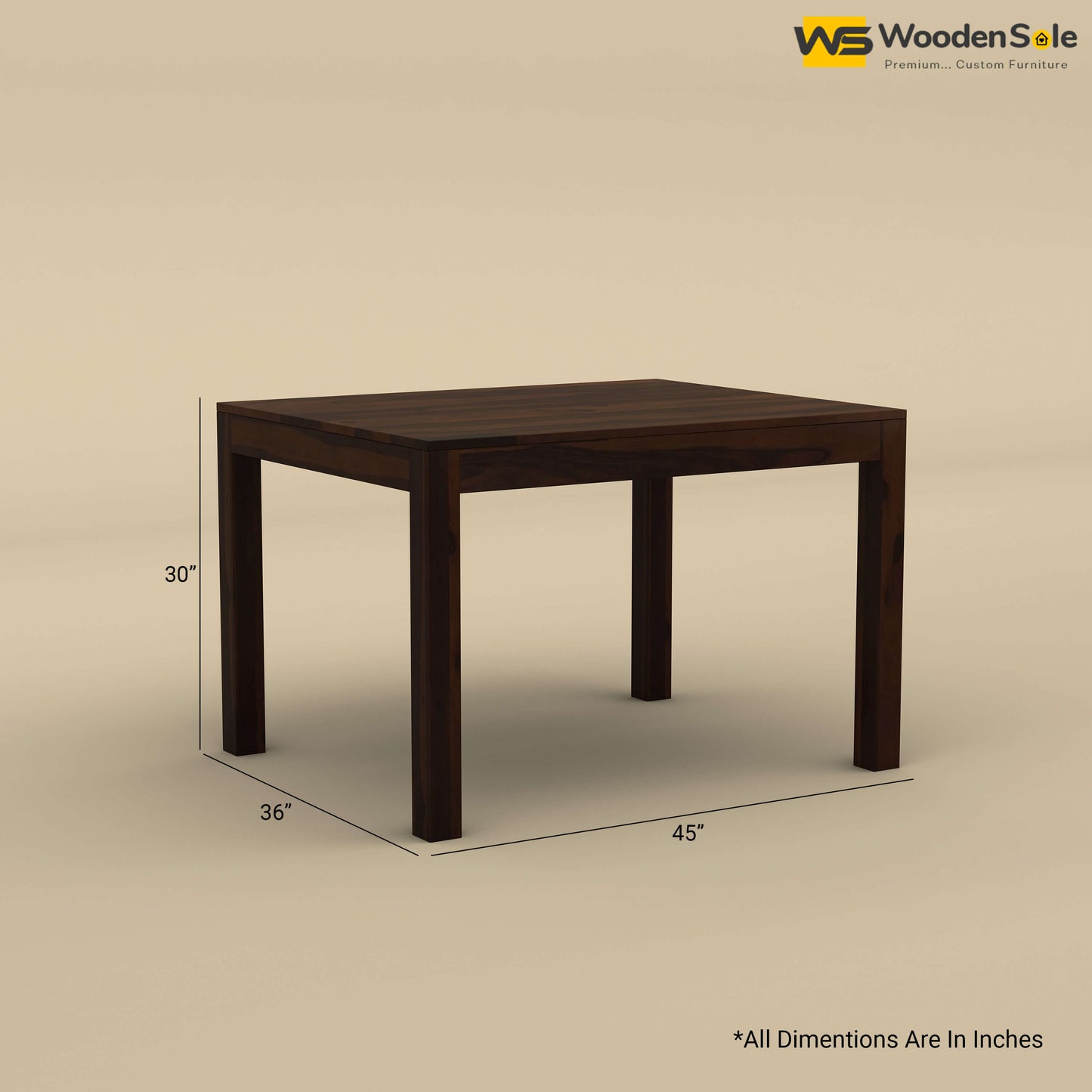 Sheesham Wood 4 Seater Dining Table Set (Walnut Finish)