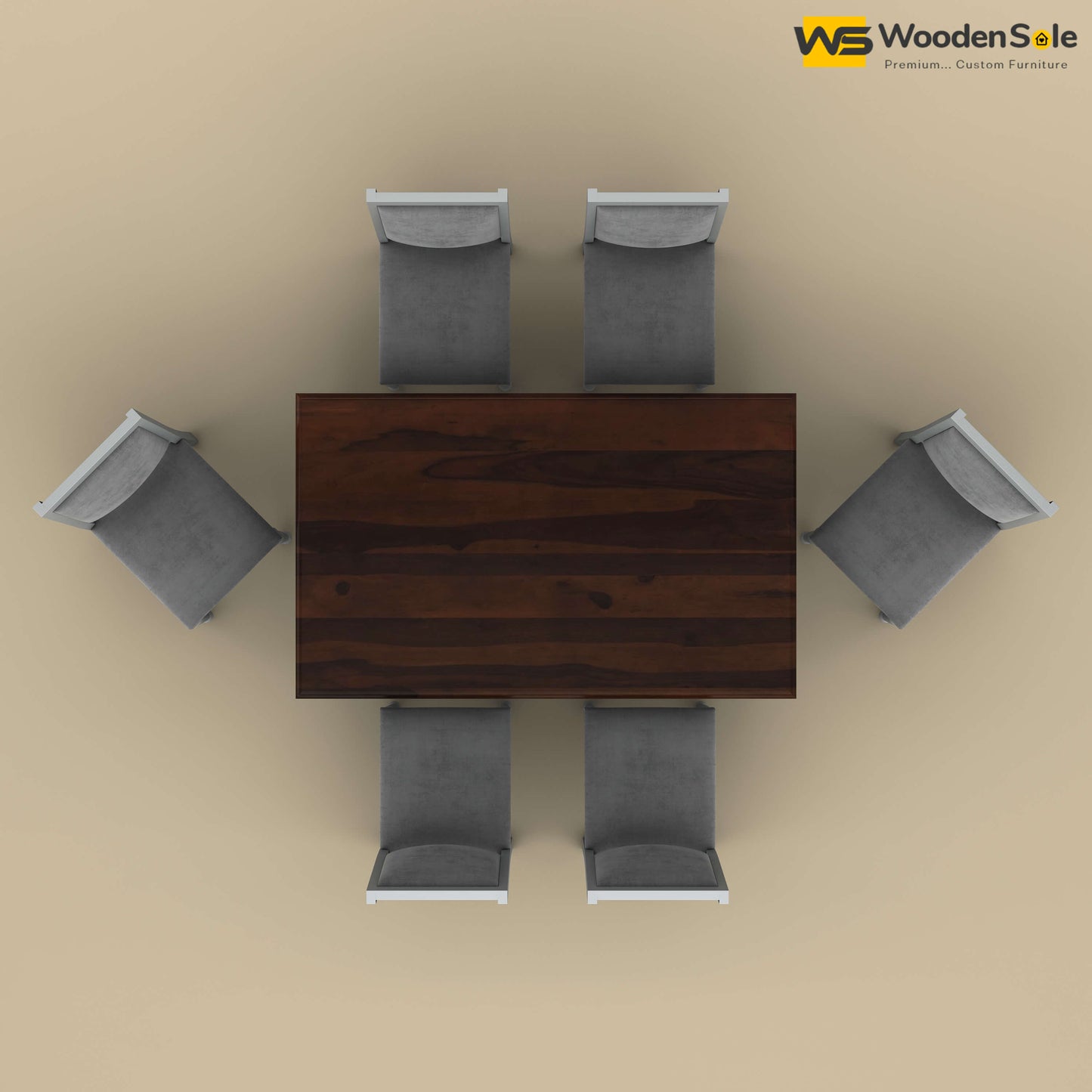 Engrave Dining Table Set 6 Seater (Walnut & Gray Finish)