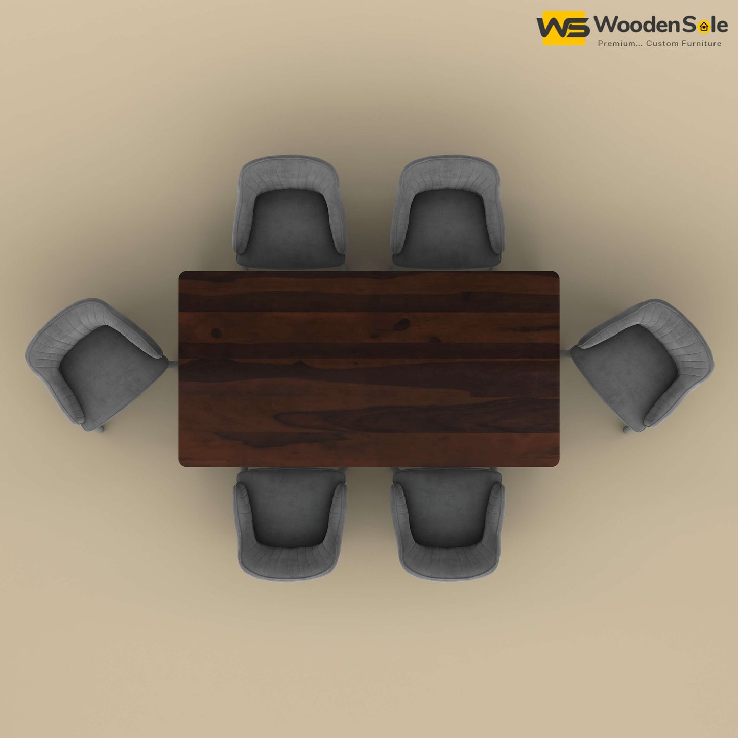 Madrid 6 Seat Dining Table Set (Walnut & Gray Finish)
