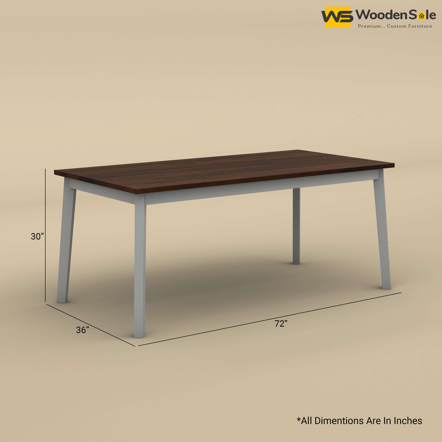 Kia 6 Seater Dining Table (Walnut & Gray Finish)