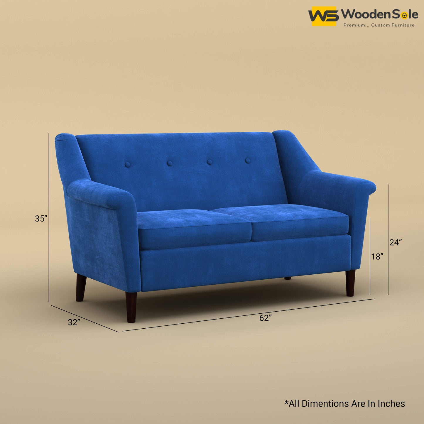 Ojas Loveseat (Velvet, Royal Blue)