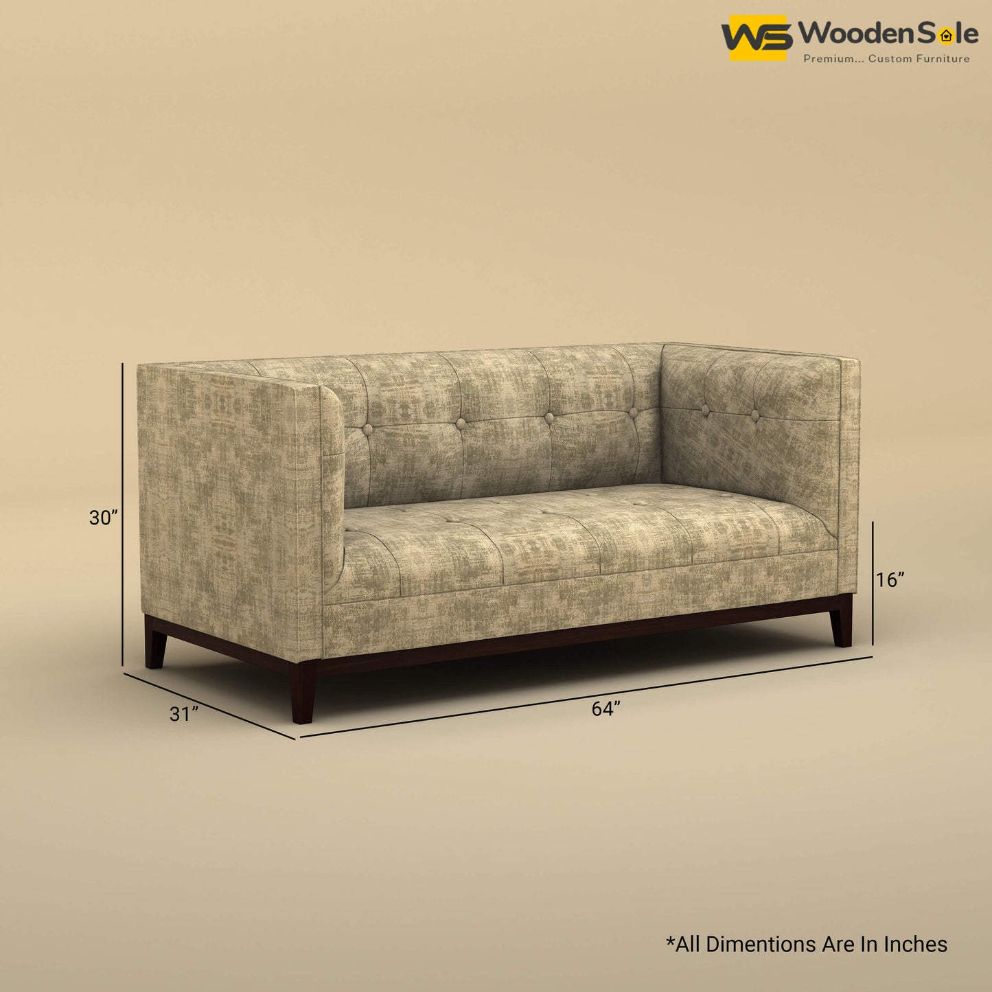 Loren Two Seater Fabric Sofa (Cotton, Patchy Cream)