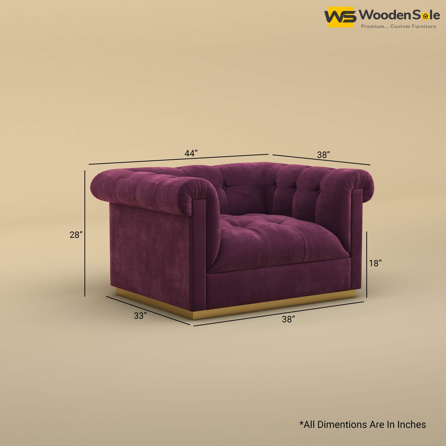 Morrison 1 Seater Fabric Sofa (Velvet, Dark Purple)