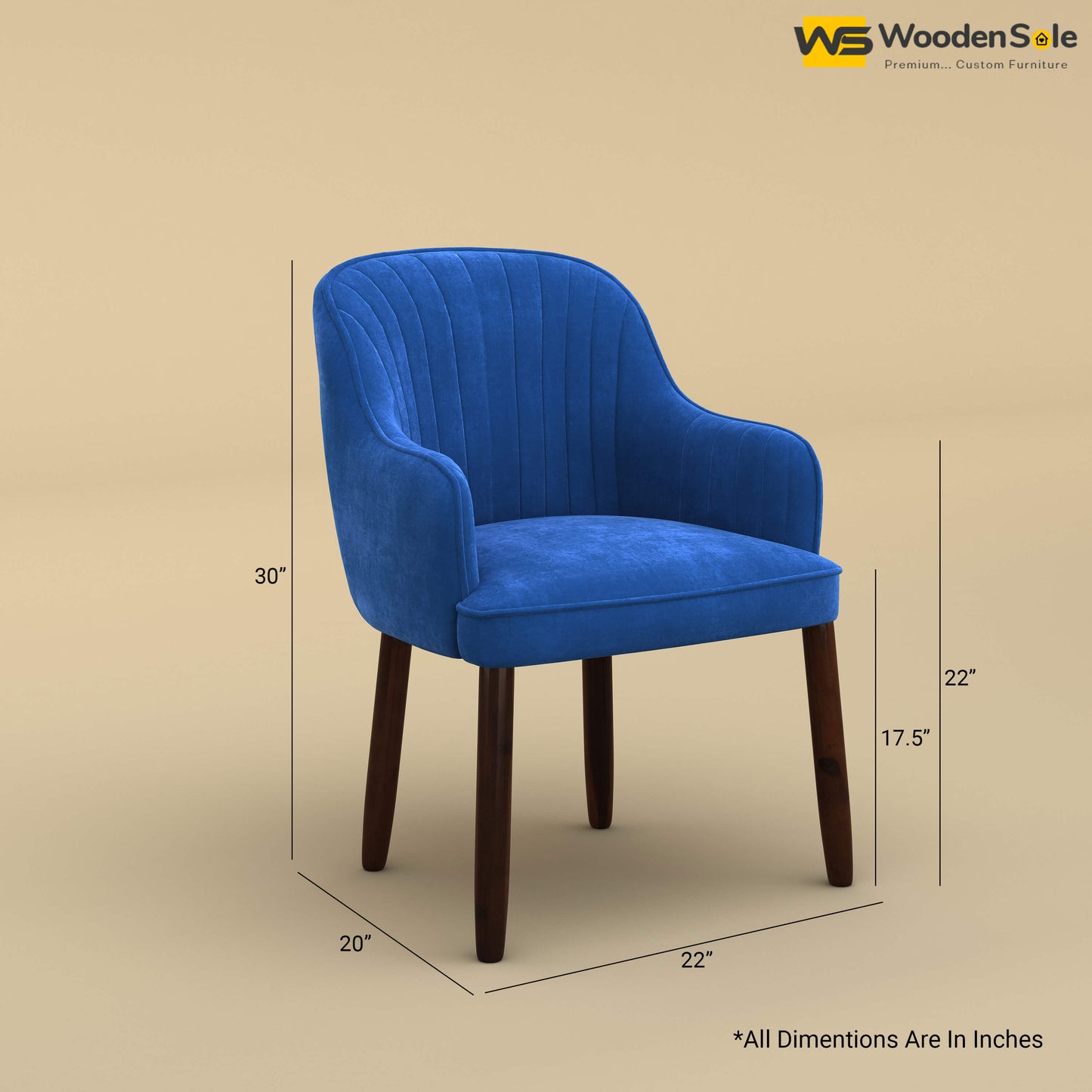 Madrid Dining Chair (Velvet, Royal Blue)