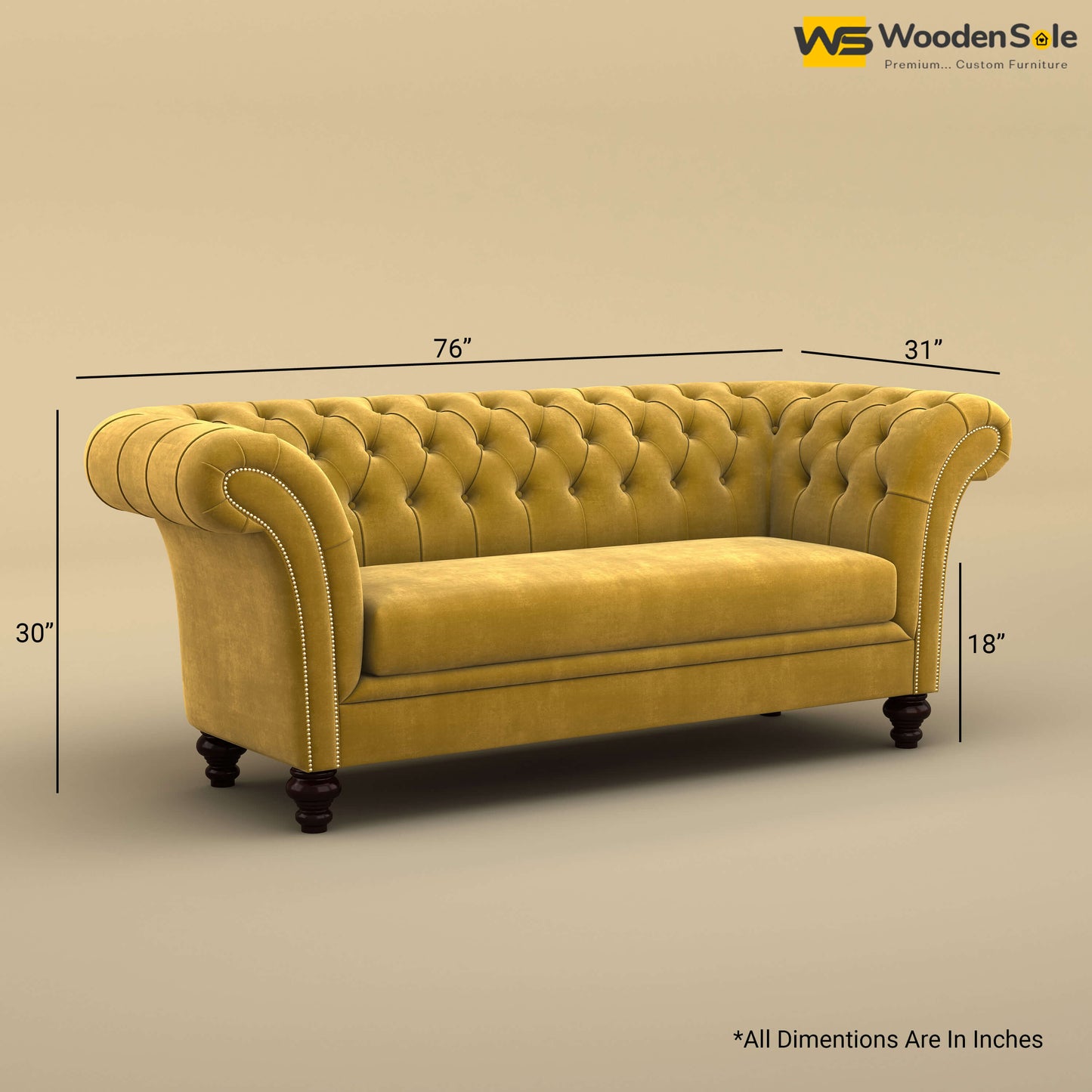 Rolex Loveseat (Velvet, Mustard Yellow)