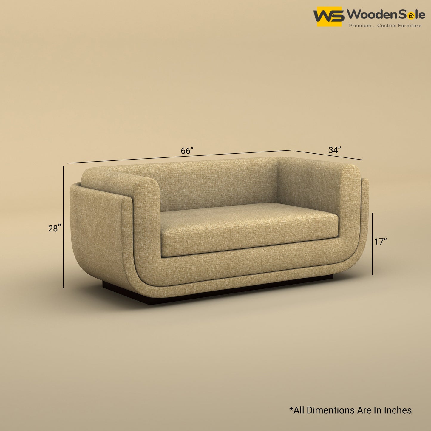 Vedant Two Seater Sofa (Cotton, Faux Cream)