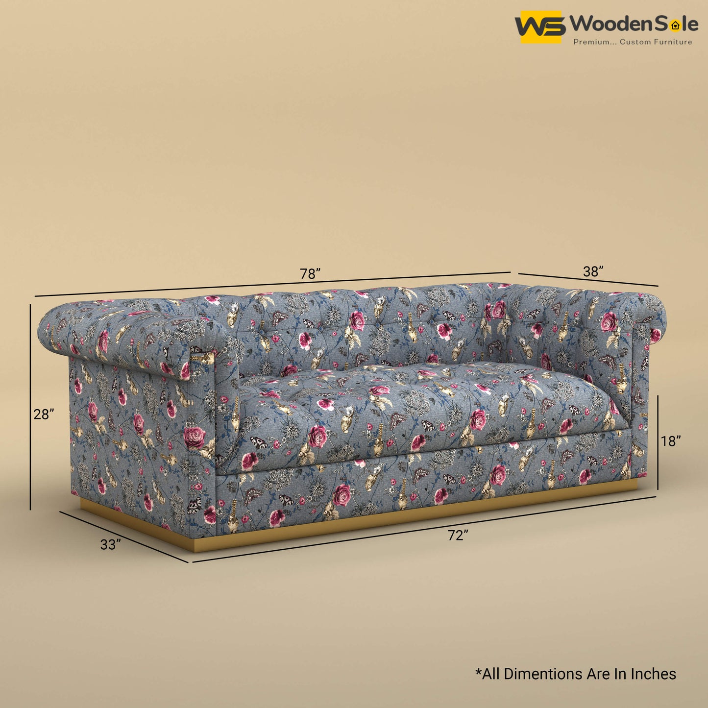 Morrison 3 Seater Fabric Sofa (Cotton, Floral Printed)