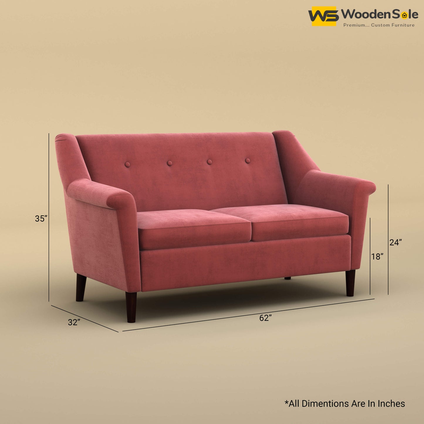 Ojas Loveseat (Velvet, Pink)