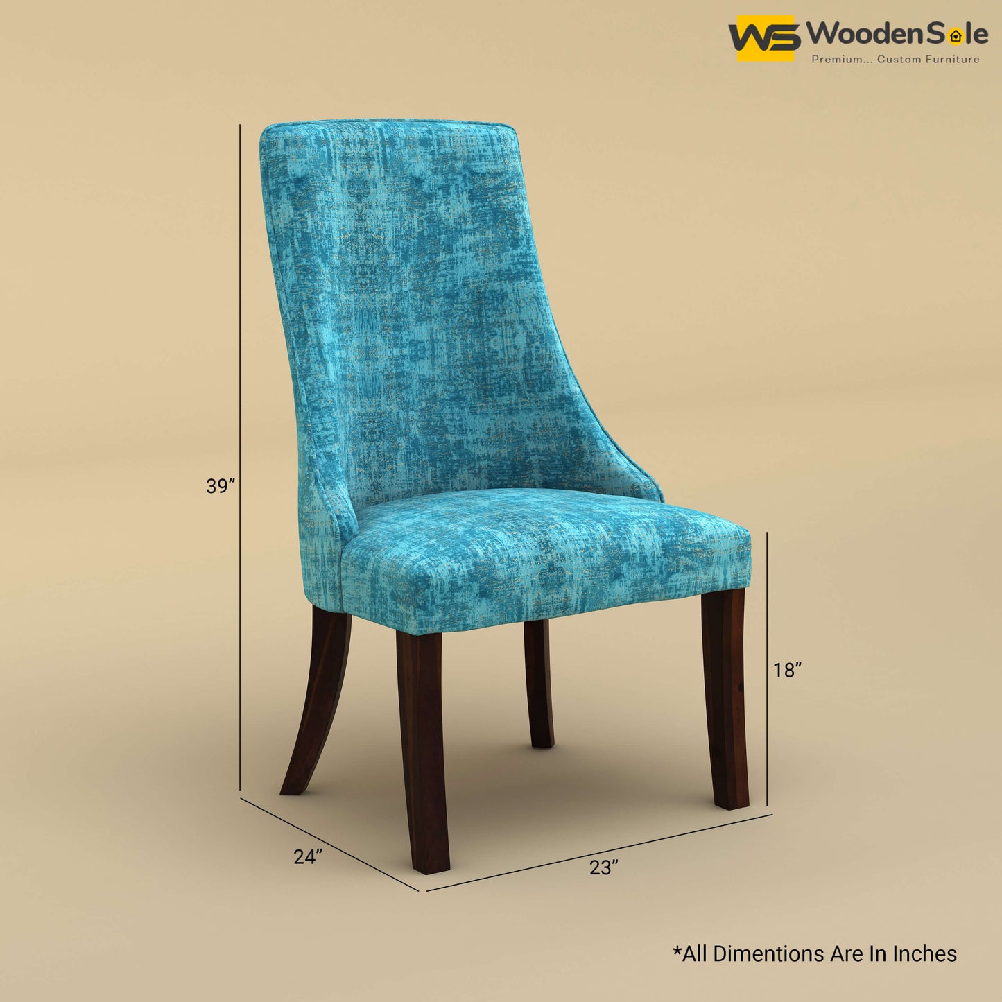 Dublin Dining Chair (Cotton, Teal Blue)