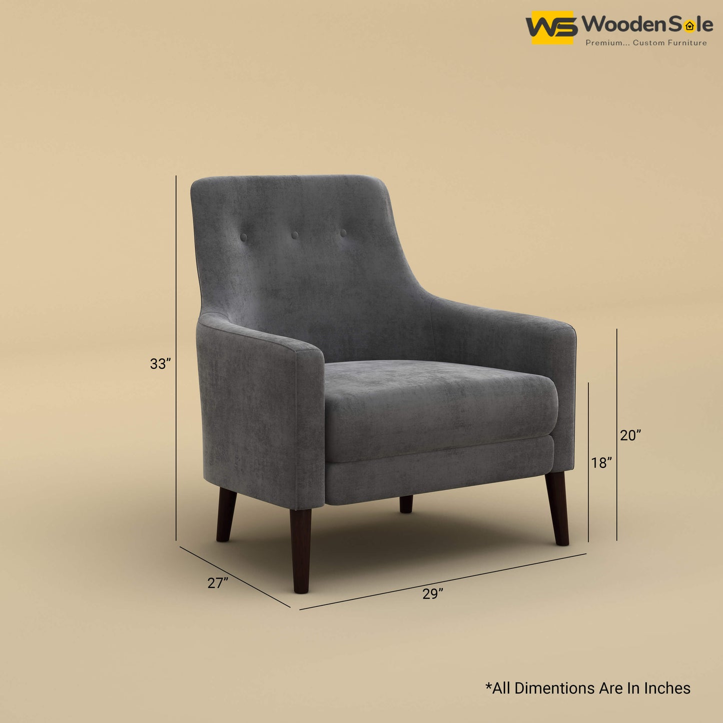 Rubik Lounge Chair (Velvet, Charcoal Gray)