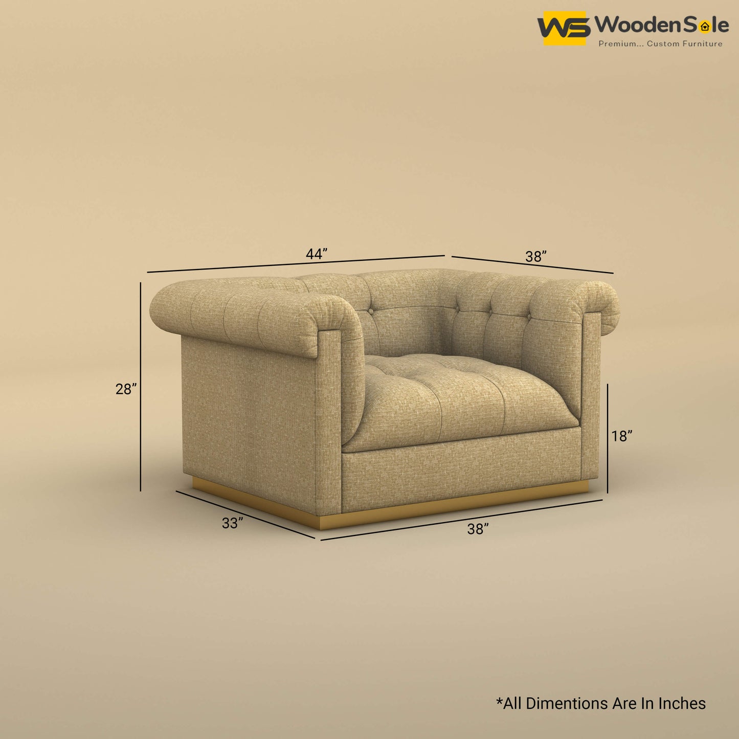 Morrison 1 Seater Fabric Sofa (Cotton, Faux Cream)