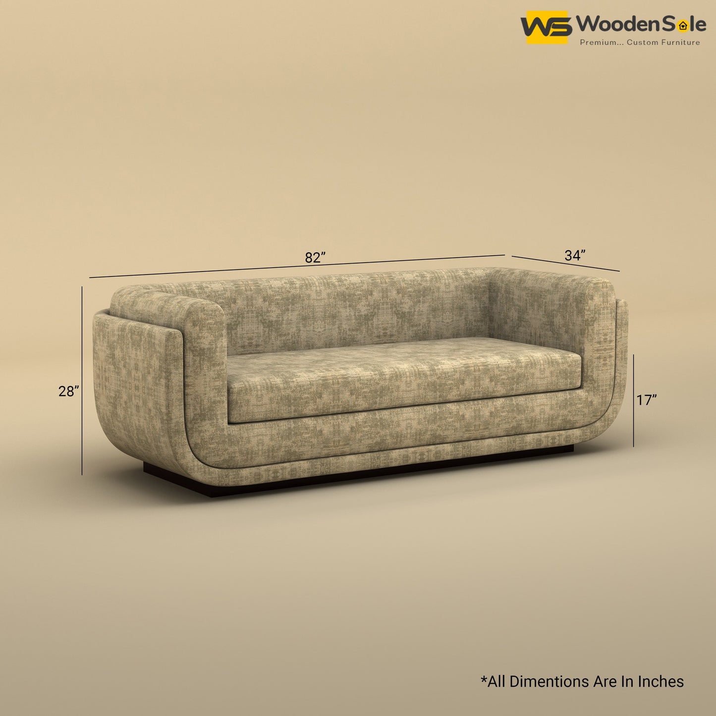 Vedant Three Seater Sofa (Cotton, Patchy Cream)