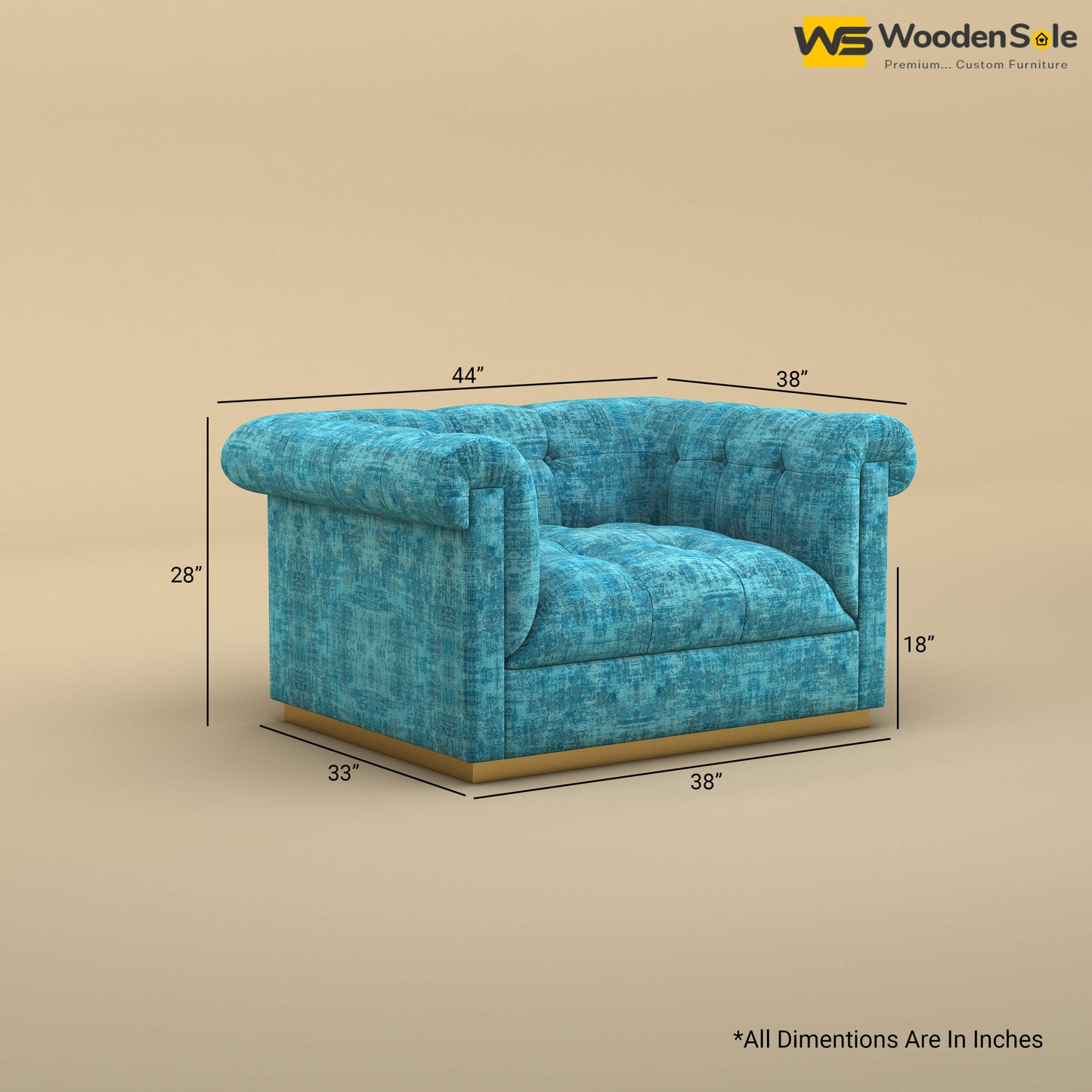 Morrison 1 Seater Fabric Sofa (Cotton, Teal Blue)