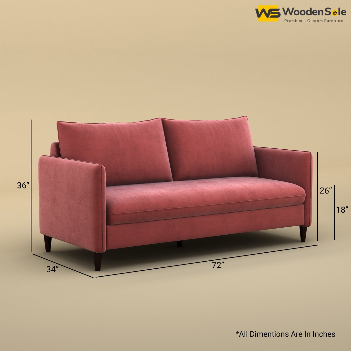 Citron 3 Seater Fabric Sofa (Velvet, Pink)