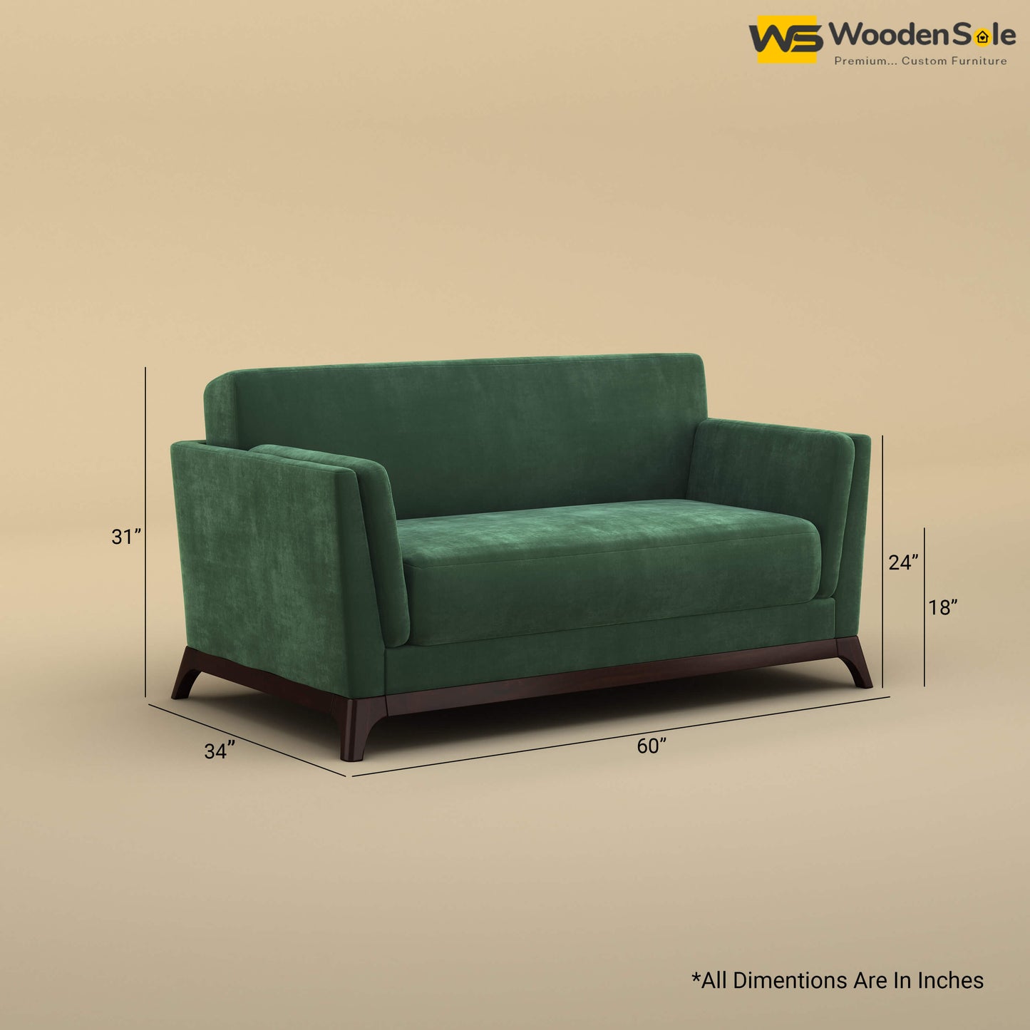 Bruno 2 Seater Sofa (Velvet, Forest Green)