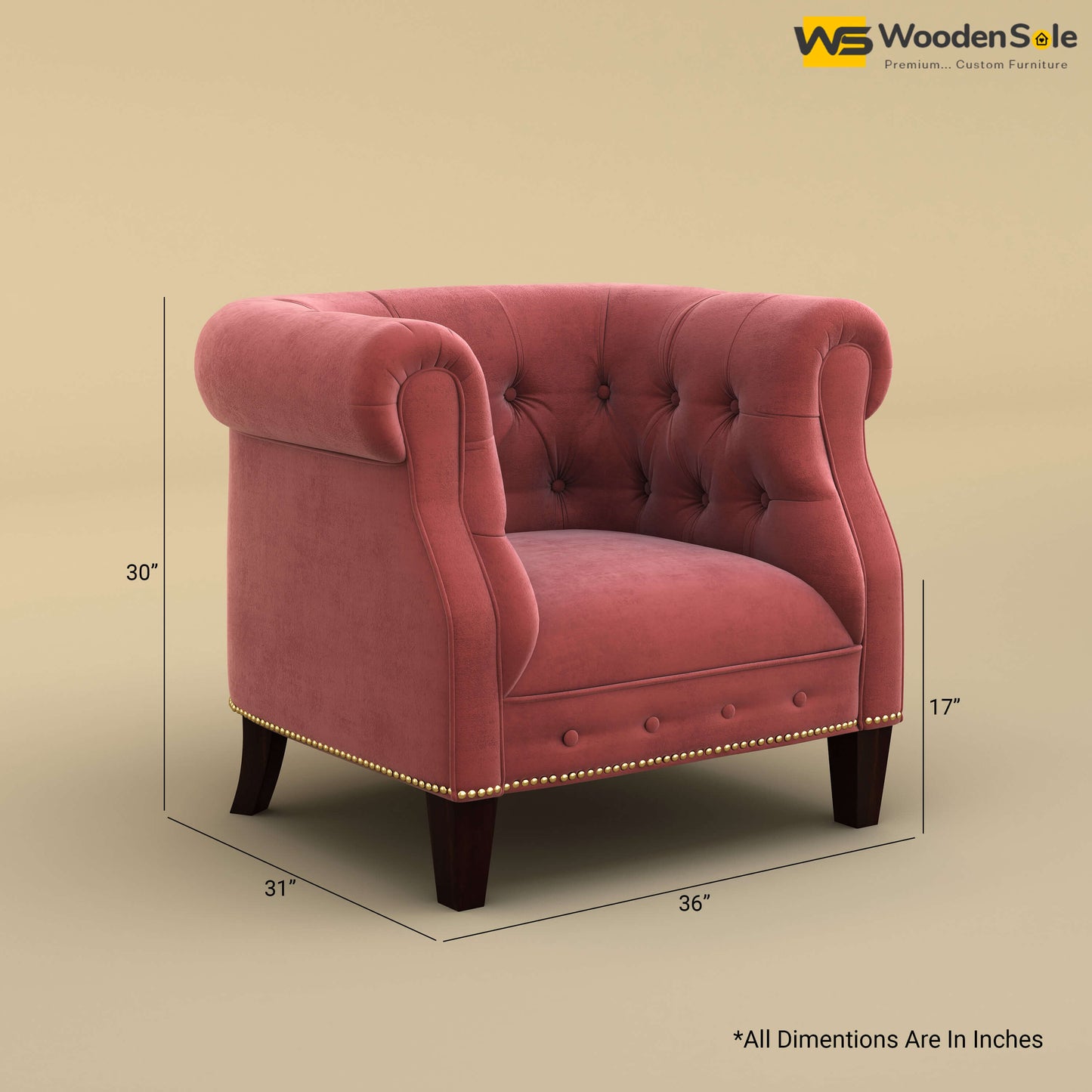 Olivia Wing Chair (Velvet, Pink)