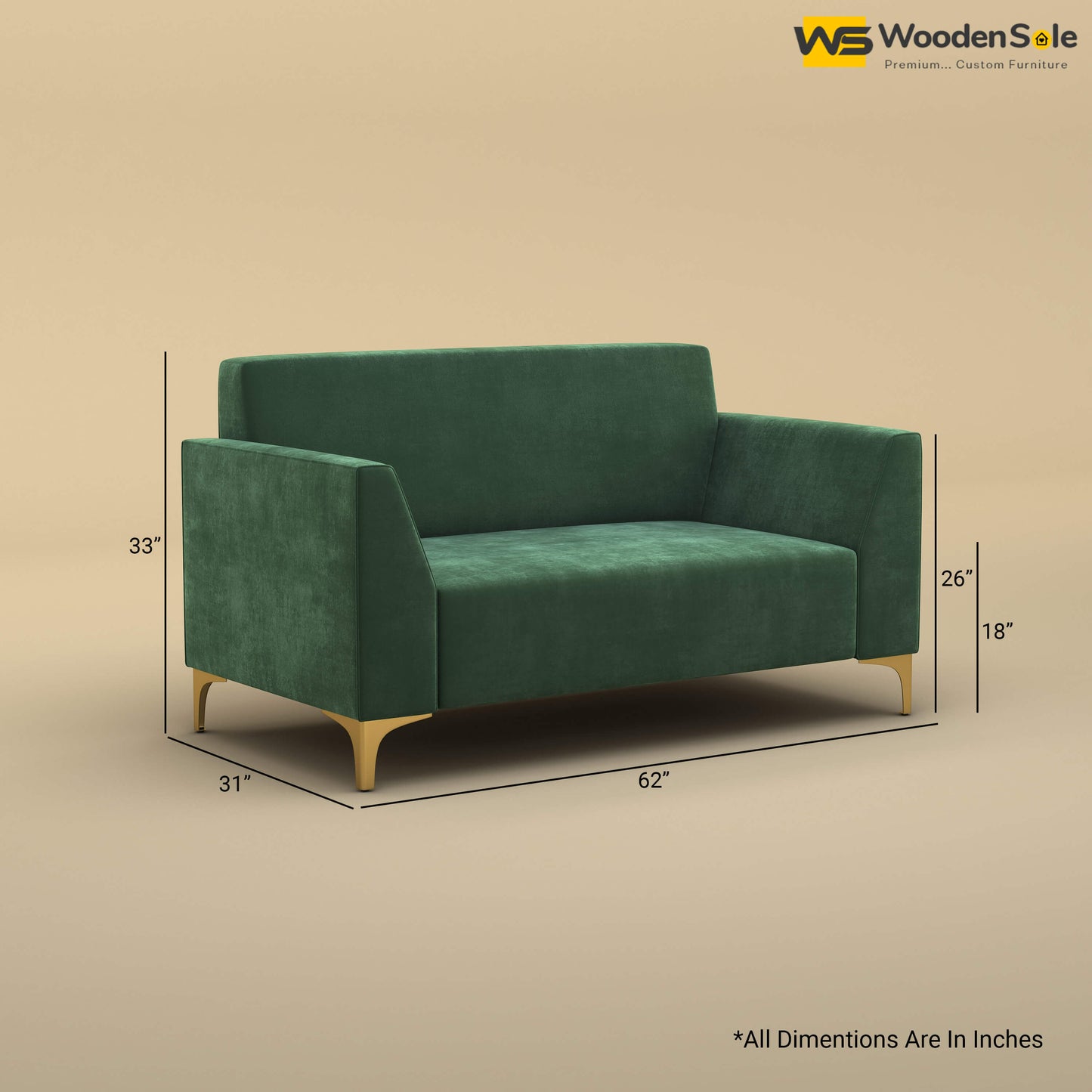 Nayobi 2 Seater Sofa (Velvet, Forest Green)
