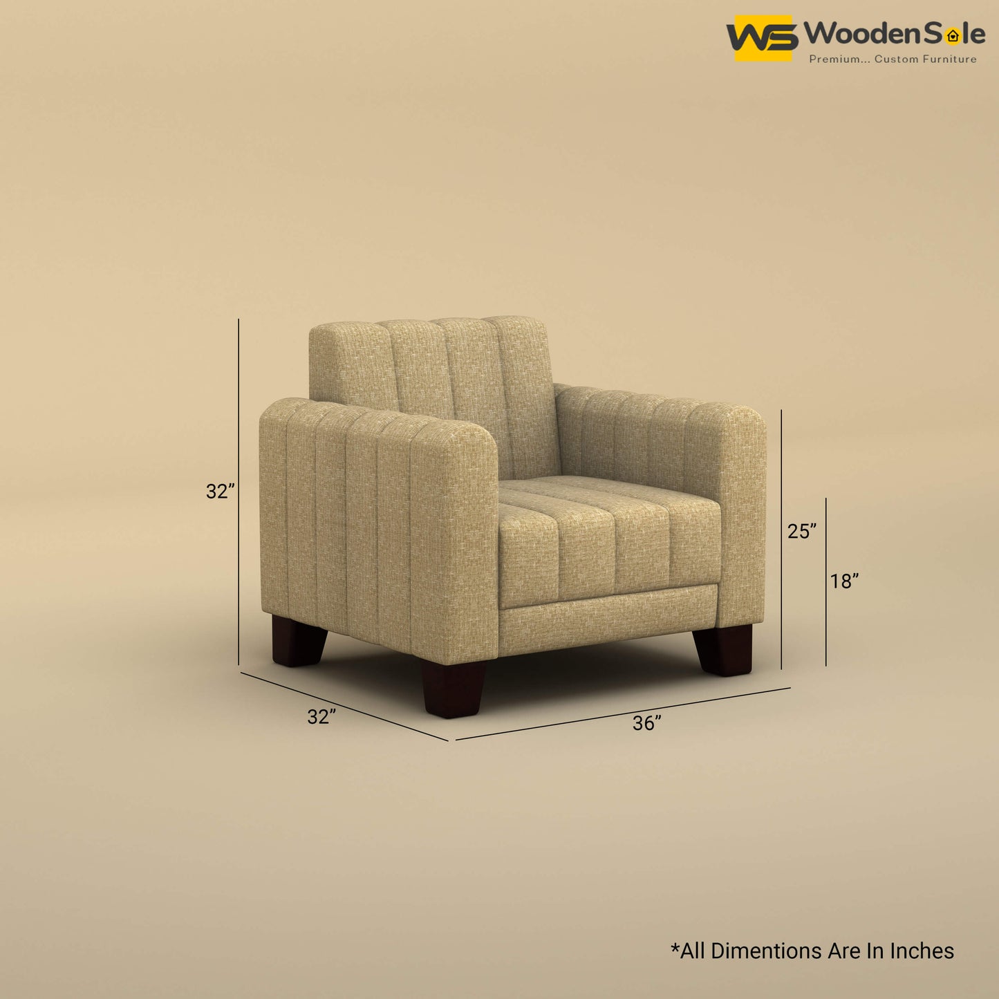 Furo 1 Seater Fabric Sofa (Cotton, Faux Cream)