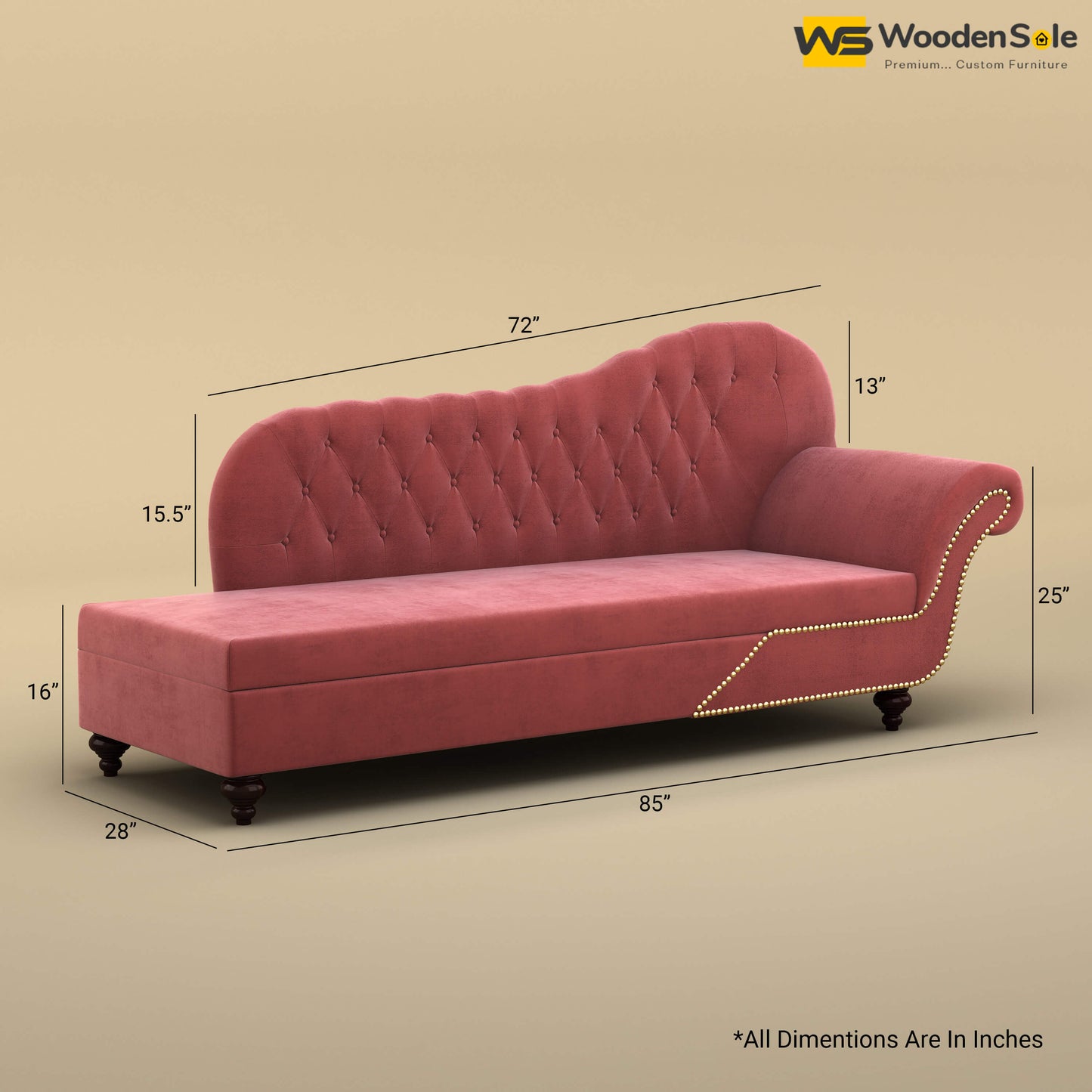 Royal Chaise Lounge (Velvet, Pink)