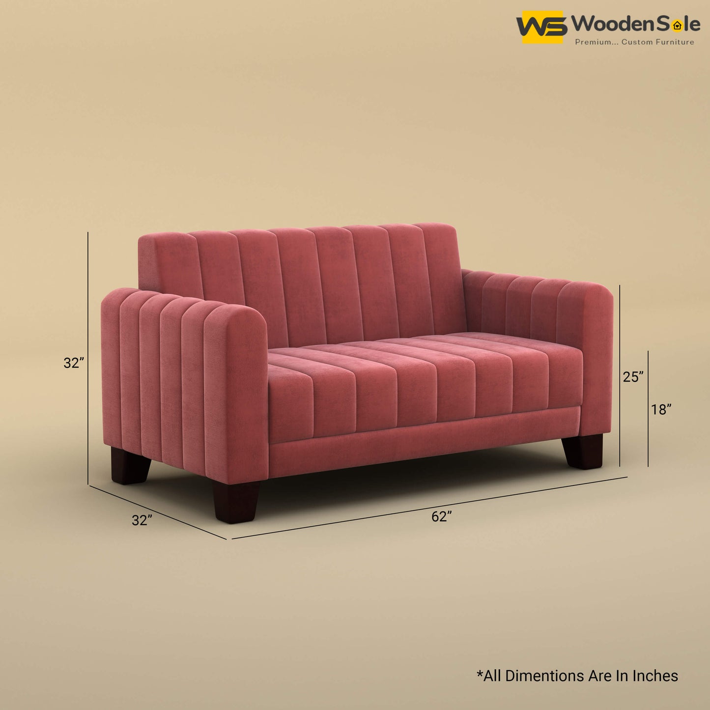 Furo 2 Seater Fabric Sofa (Velvet, Pink)