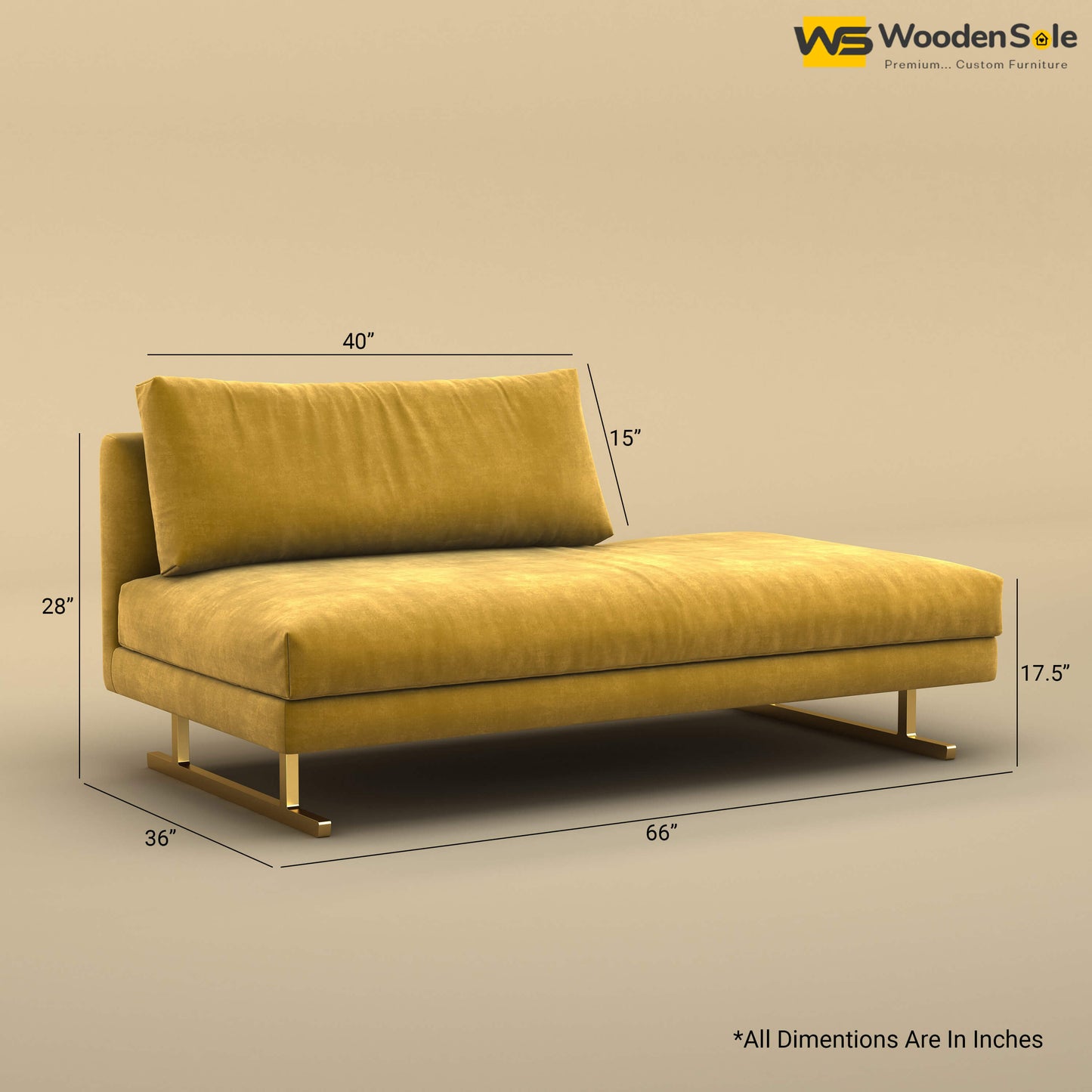 Elve Chaise Lounge (Velvet, Mustard Yellow)