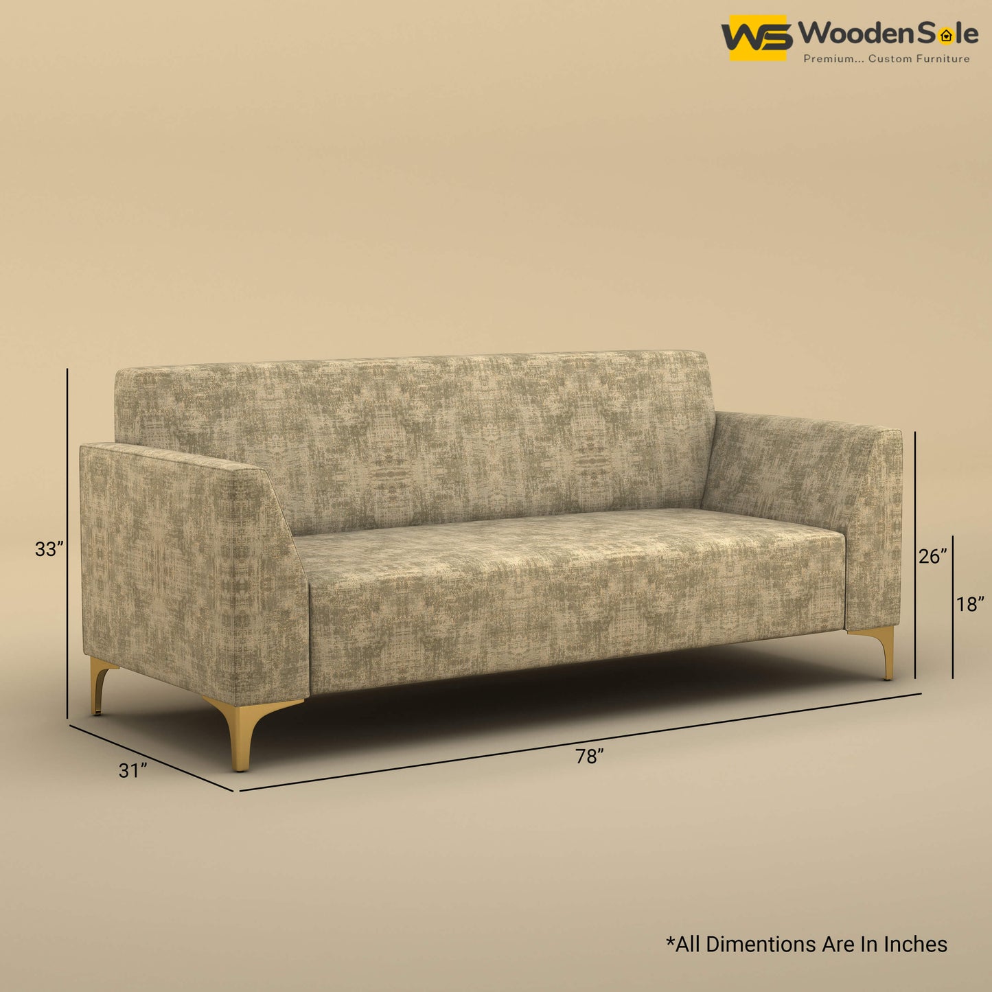 Nayobi 3 Seater Sofa (Cotton, Patchy Cream)