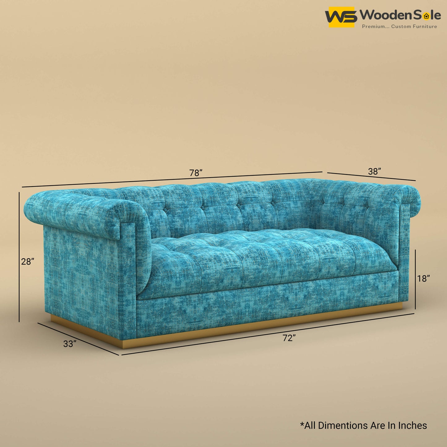 Morrison 3 Seater Fabric Sofa (Cotton, Teal Blue)