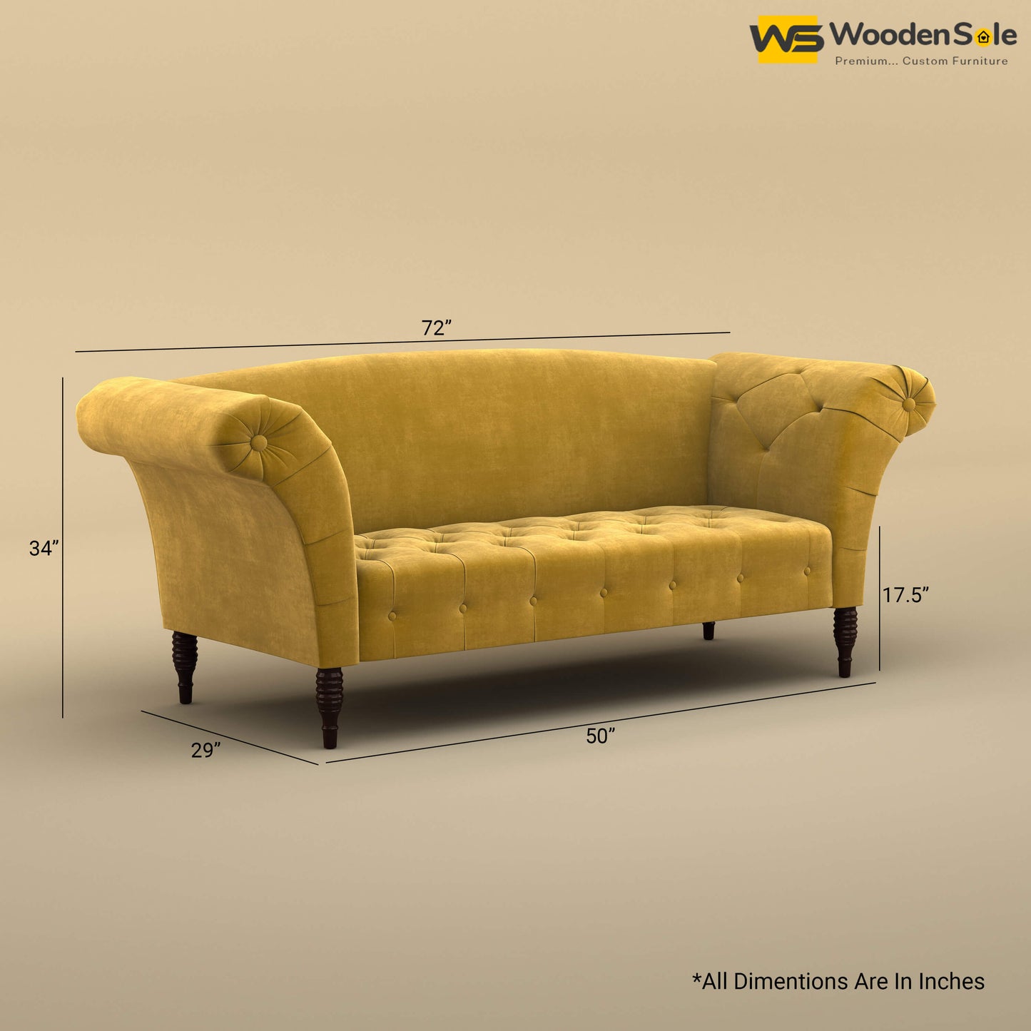 Leo Chaise Lounge (Velvet, Mustard Yellow)