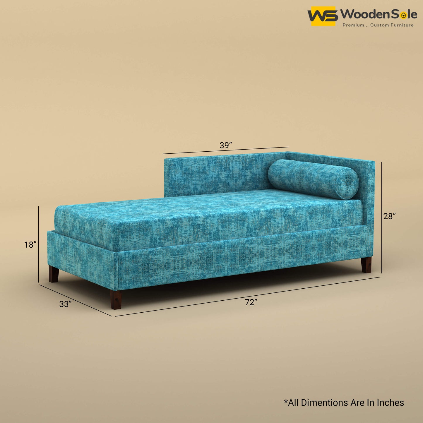 Daina Chaise Lounge (Cotton, Teal Blue)