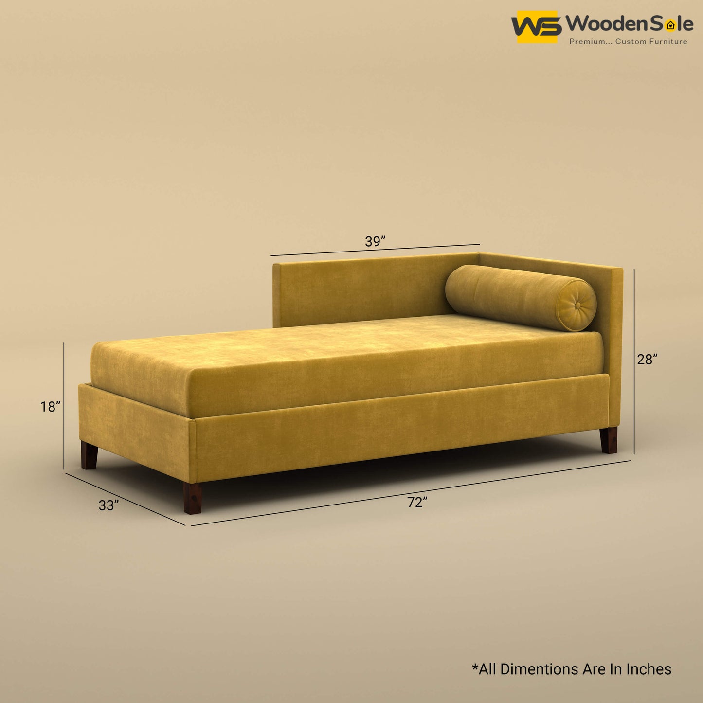 Daina Chaise Lounge (Velvet, Mustard Yellow)