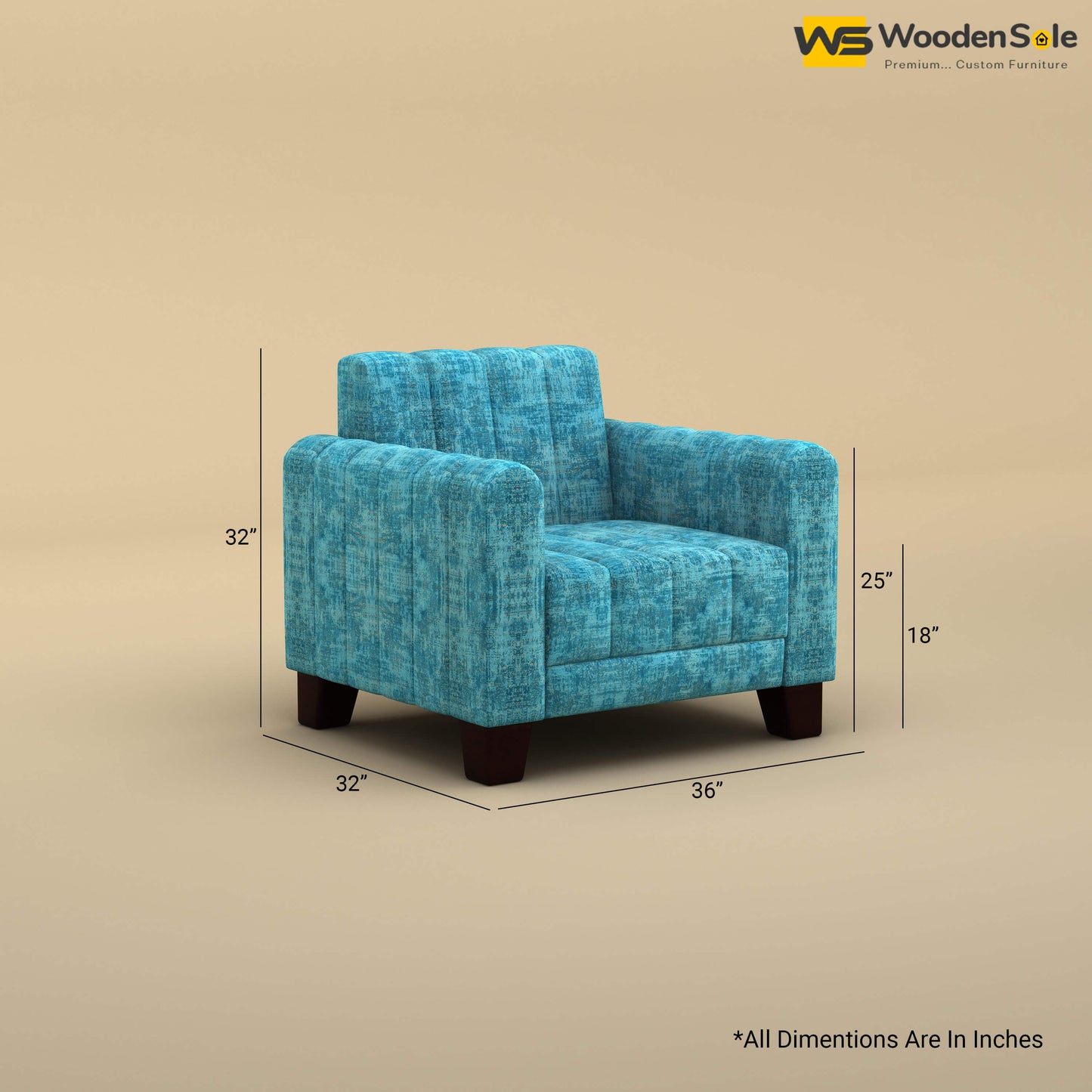 Furo 1 Seater Fabric Sofa (Cotton, Teal Blue)