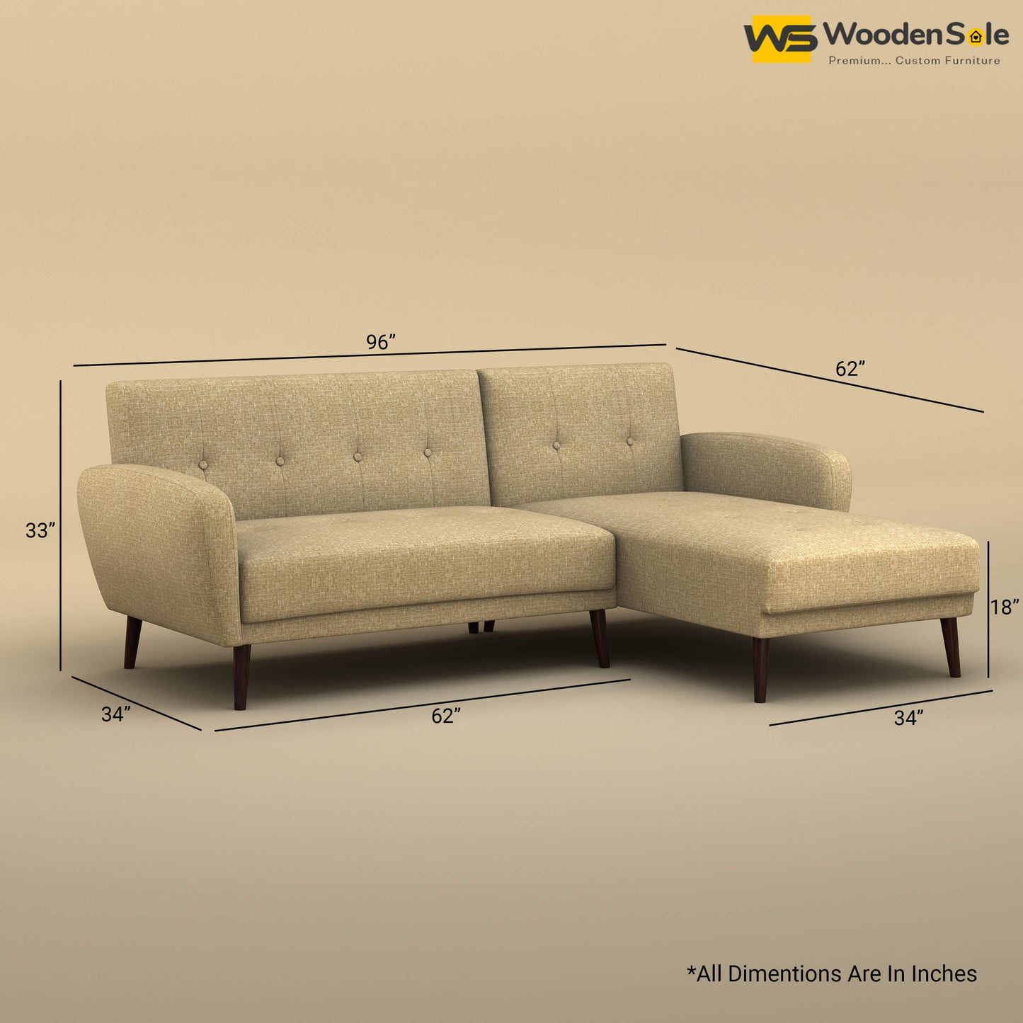 Daisy L Shape Sofa (Cotton, Faux Cream)