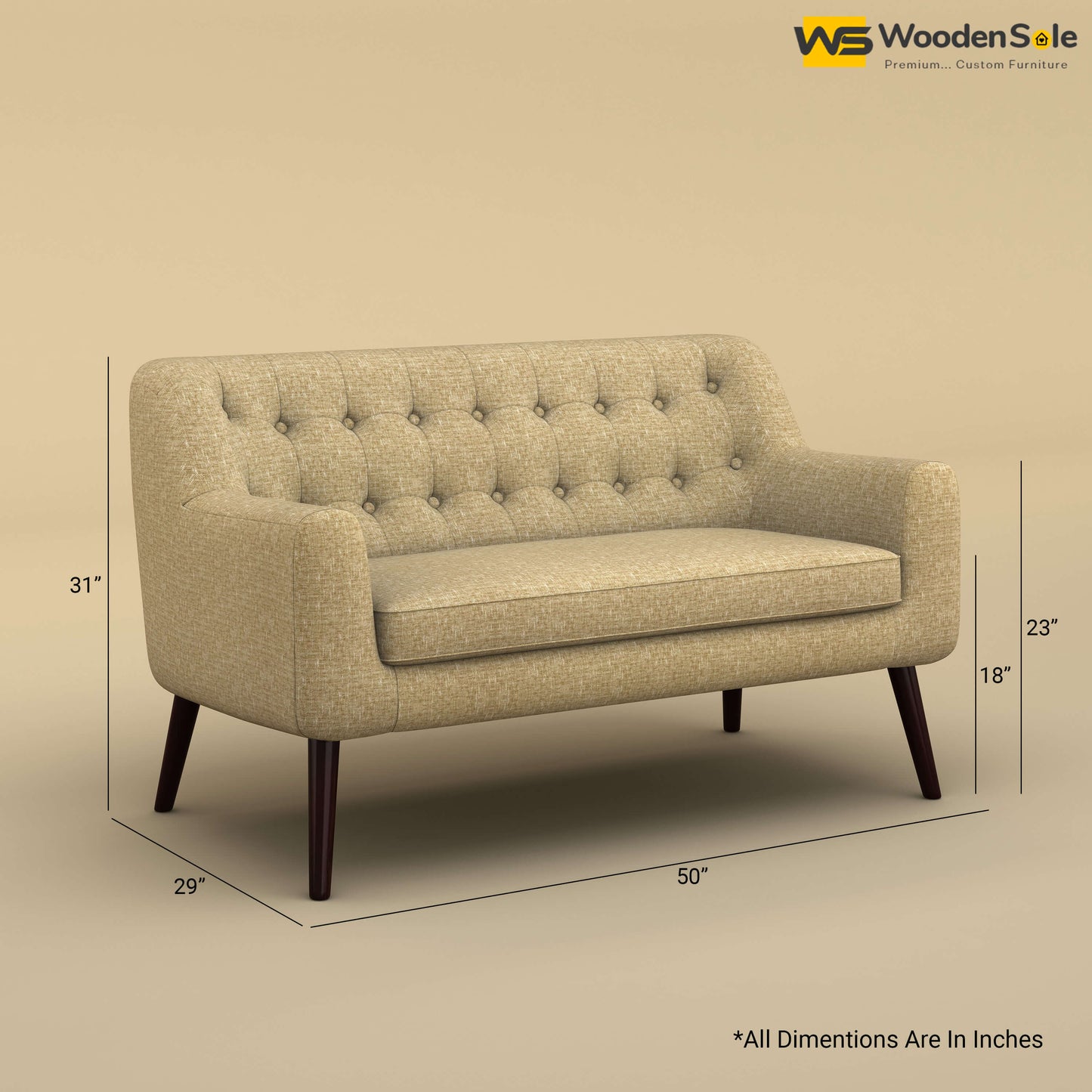 Viraj Loveseat Sofa (Cotton, Faux Cream)