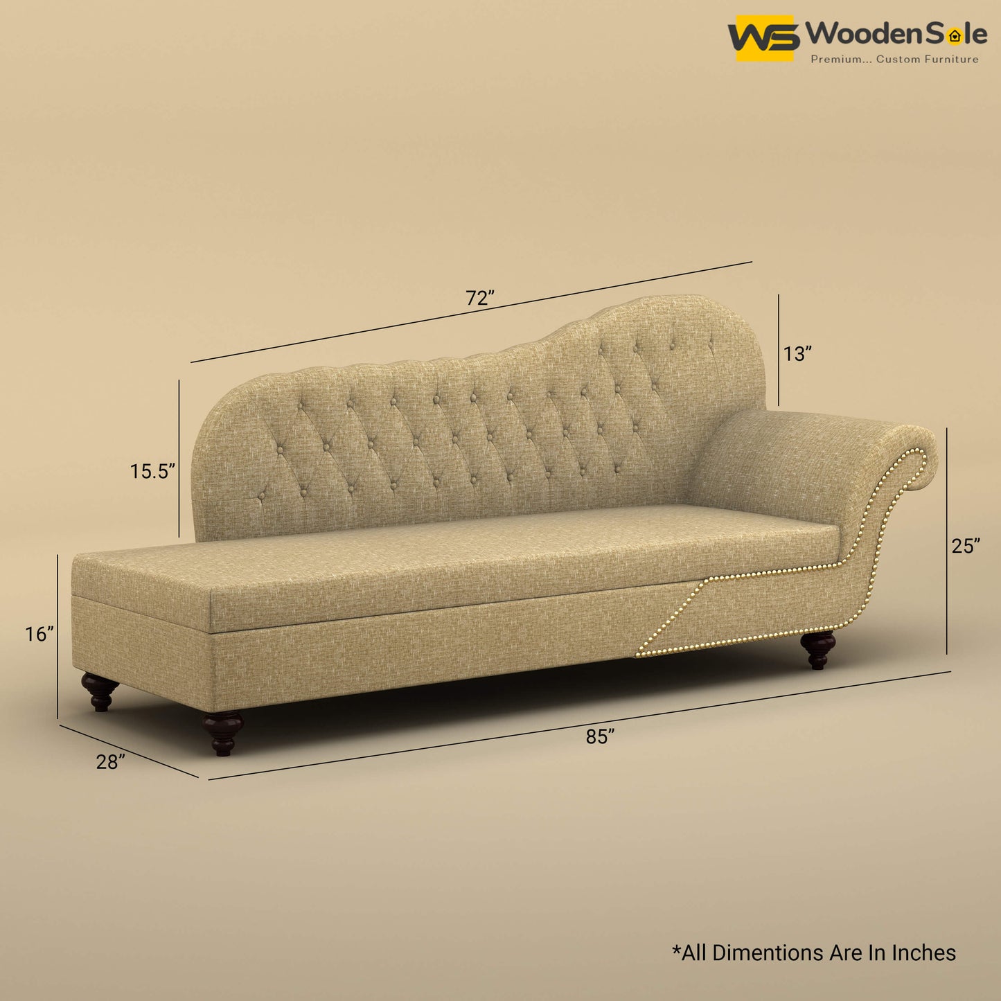 Royal Chaise Lounge (Cotton, Faux Cream)