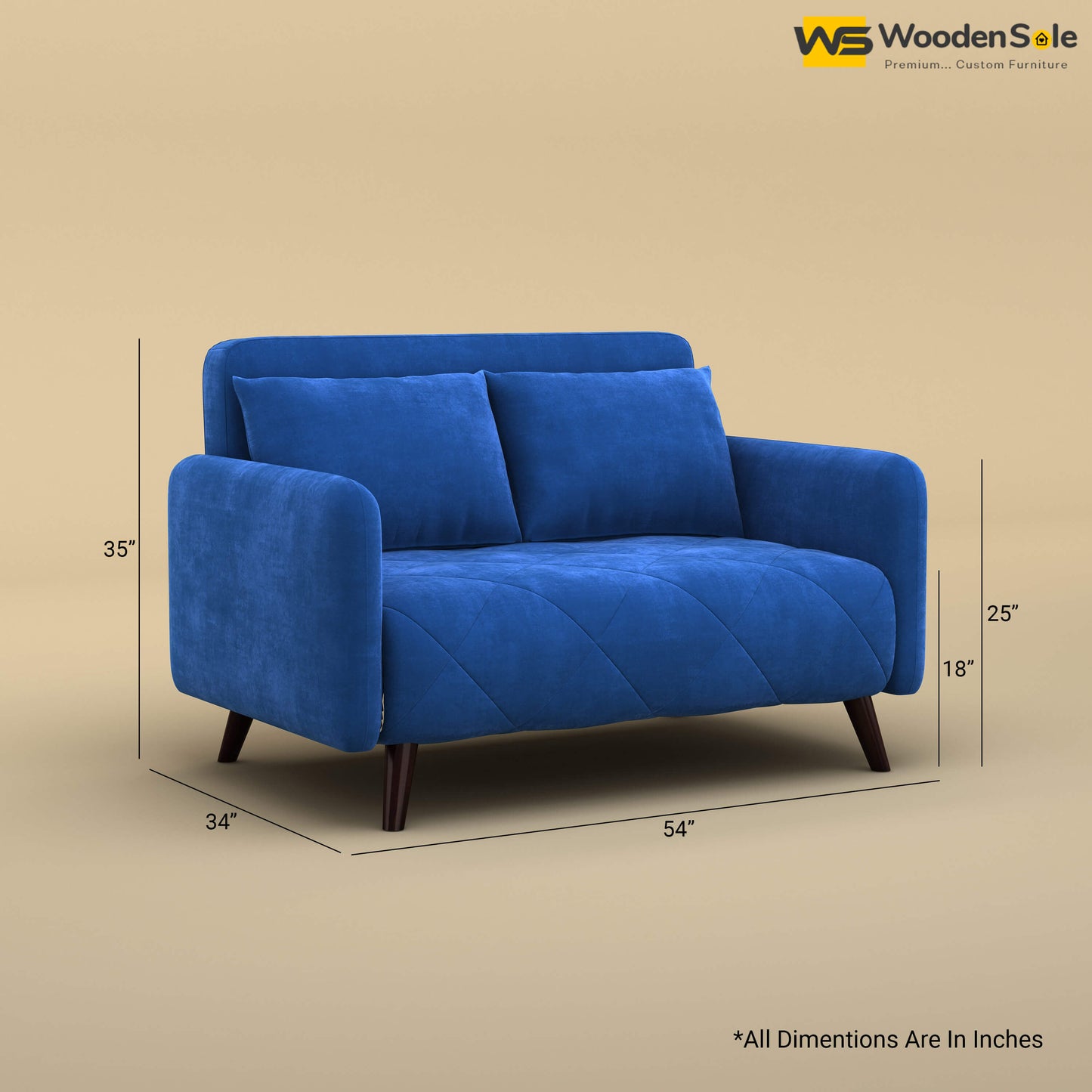 Parth Loveseat (Velvet, Royal Blue)