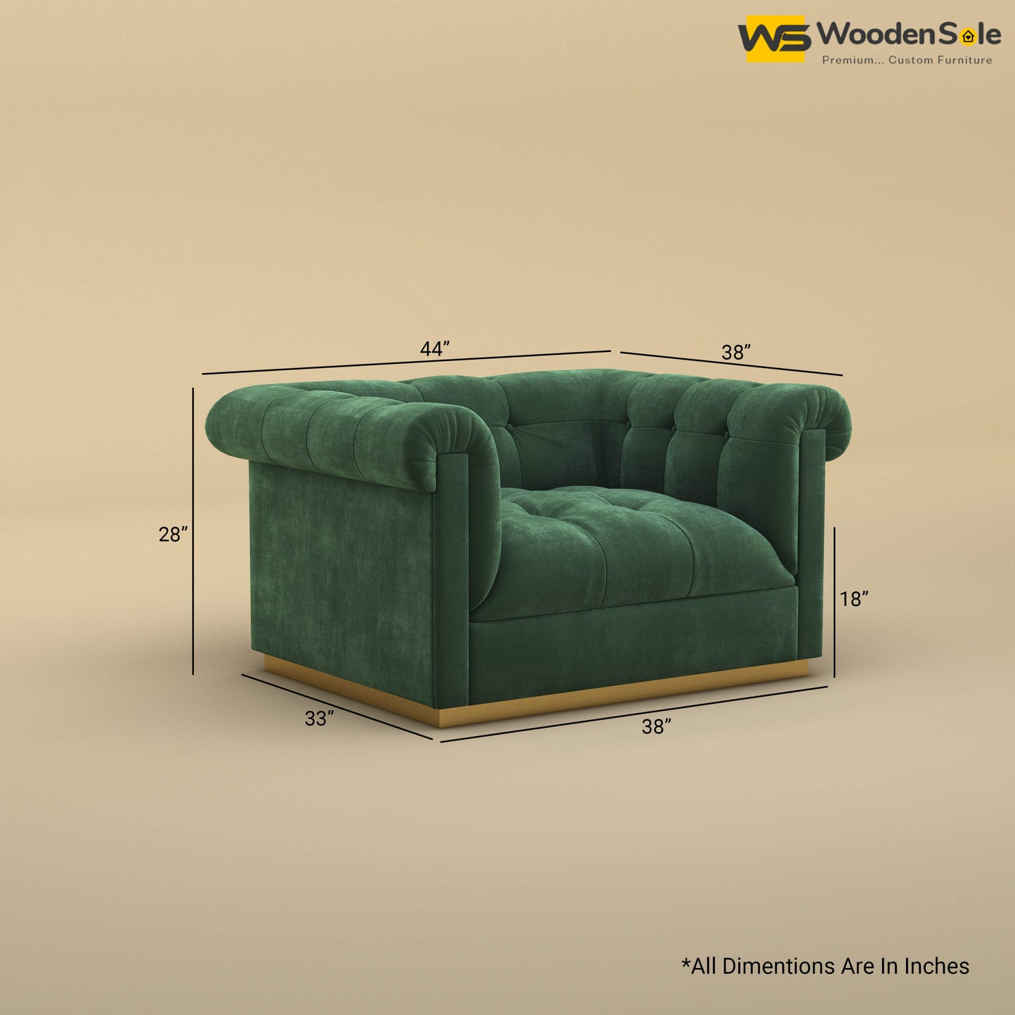 Morrison 1 Seater Fabric Sofa (Velvet, Forest Green)