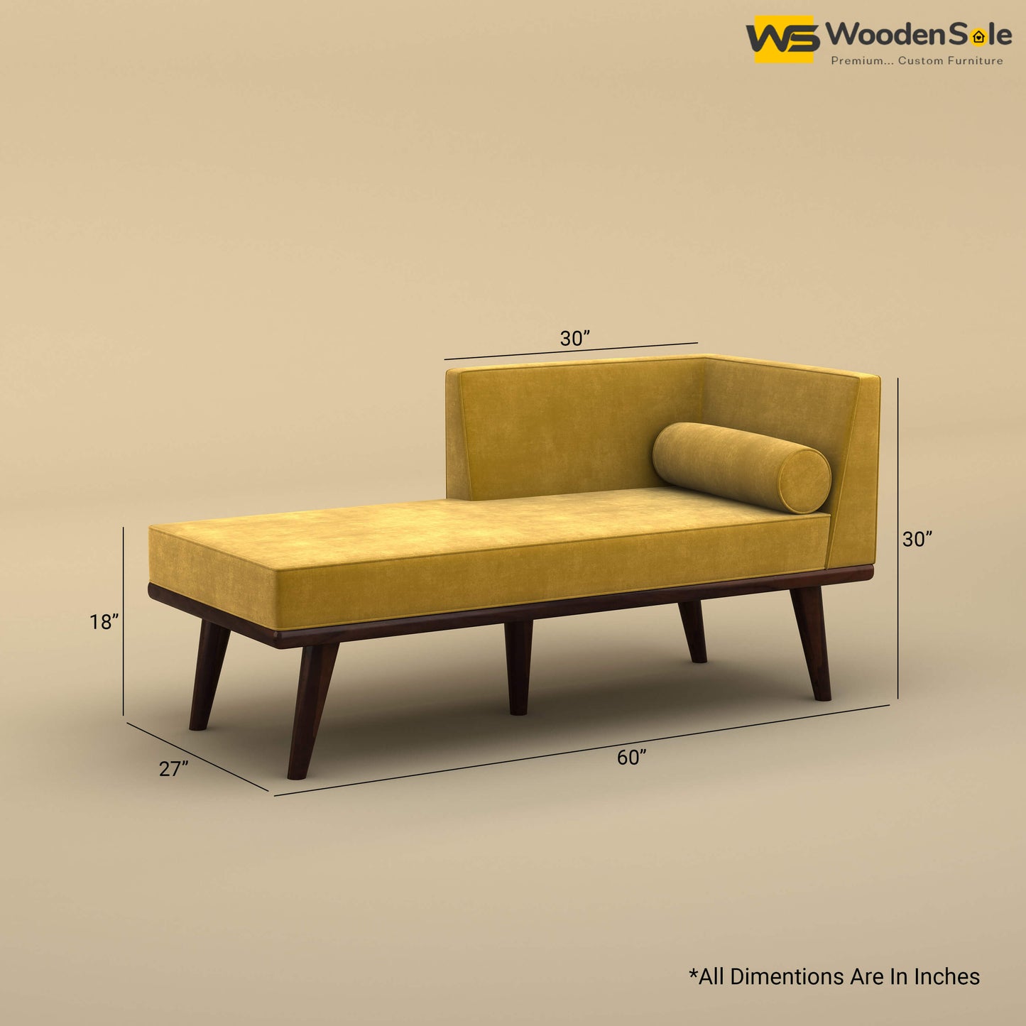 Sheher Chaise Lounge (Velvet, Mustard Yellow)
