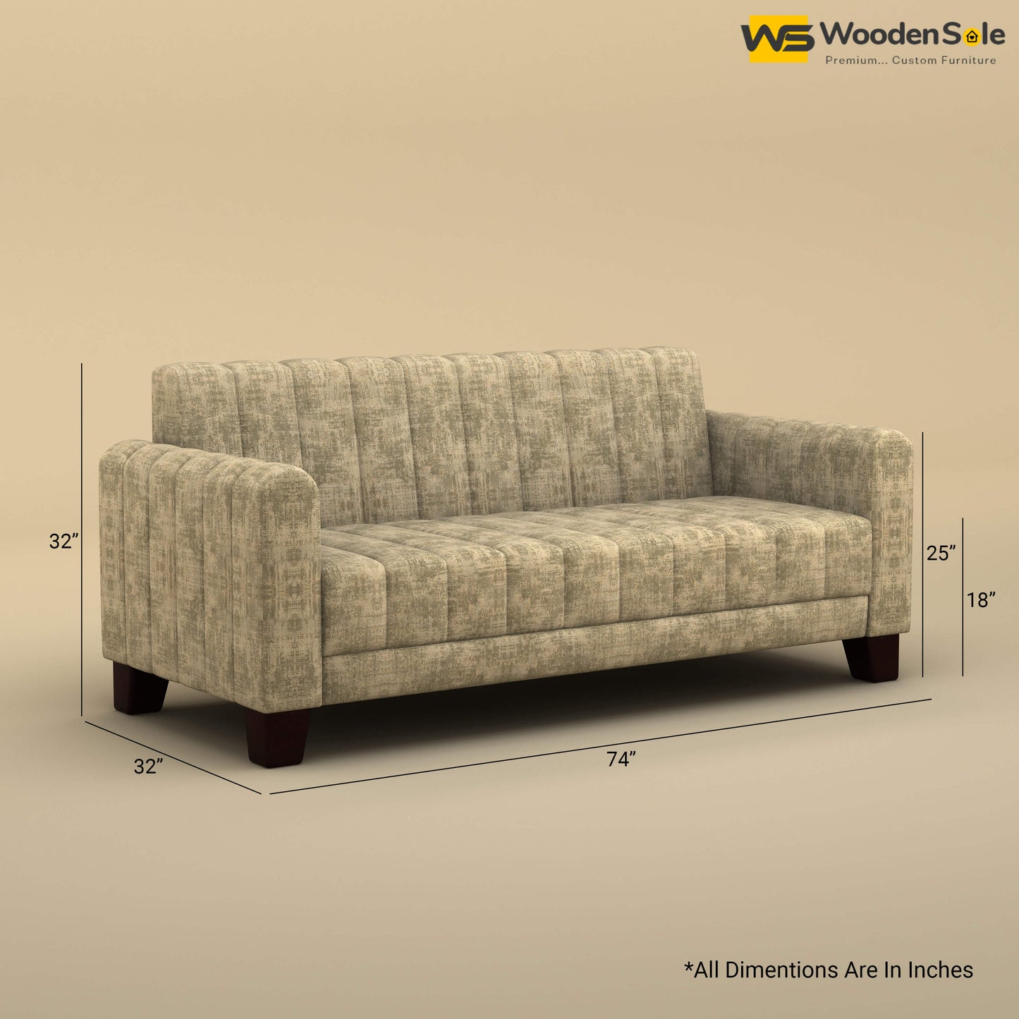 Furo 3 Seater Fabric Sofa (Cotton, Patchy Cream)