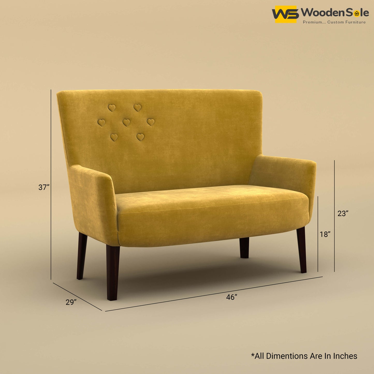 Dil Loveseat (Velvet, Mustard Yellow)