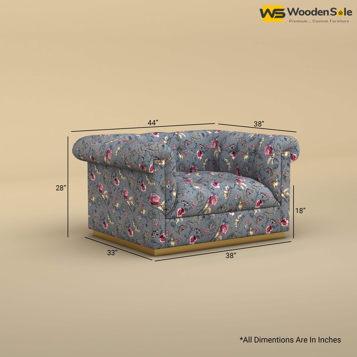 Morrison 1 Seater Fabric Sofa (Cotton, Floral Printed)