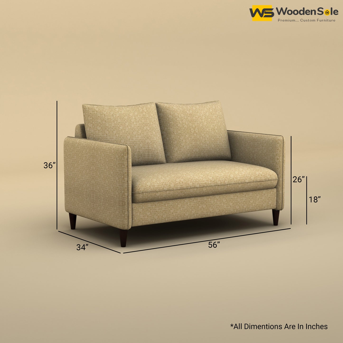 Citron 2 Seater Fabric Sofa (Cotton, Faux Cream)