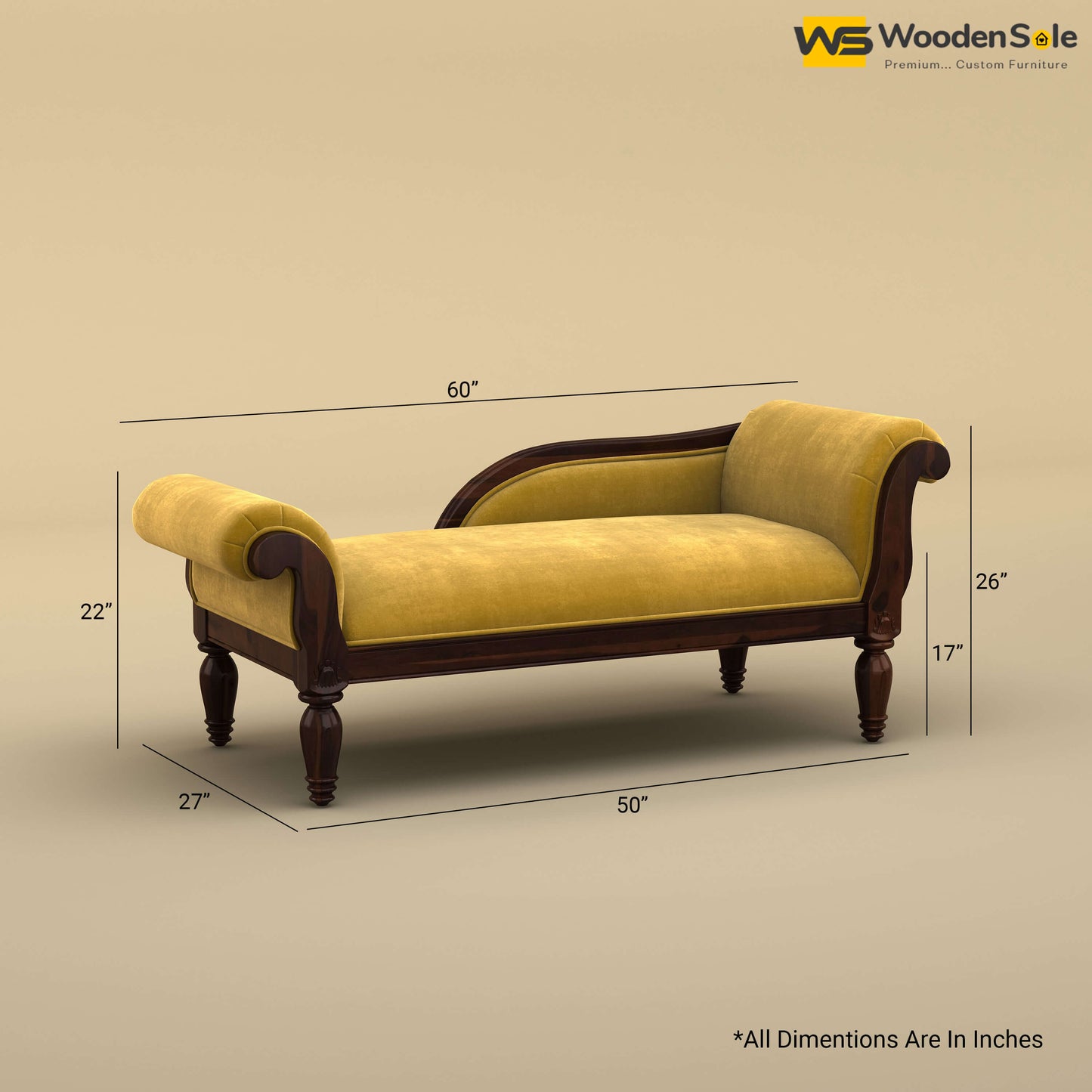 Virat Chaise Lounge (Velvet, Mustard Yellow)