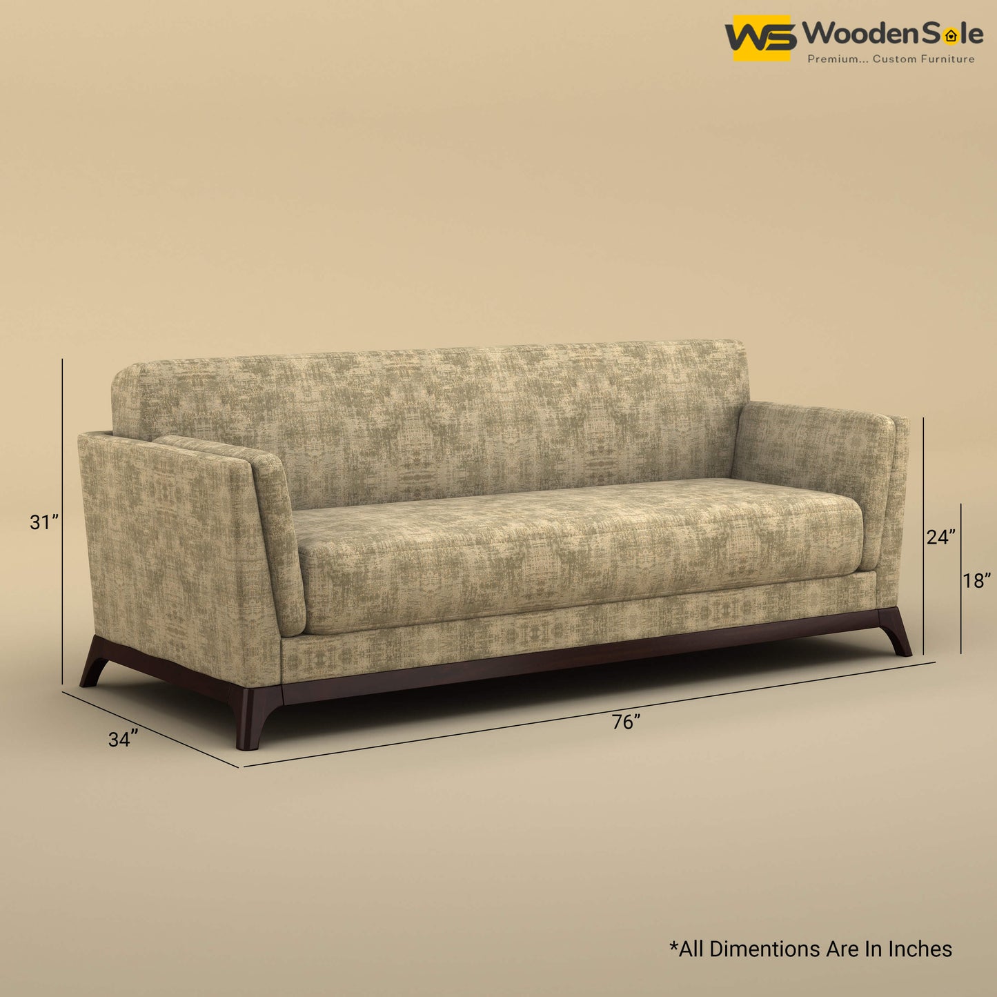 Bruno 3 Seater Sofa (Cotton, Patchy Cream)