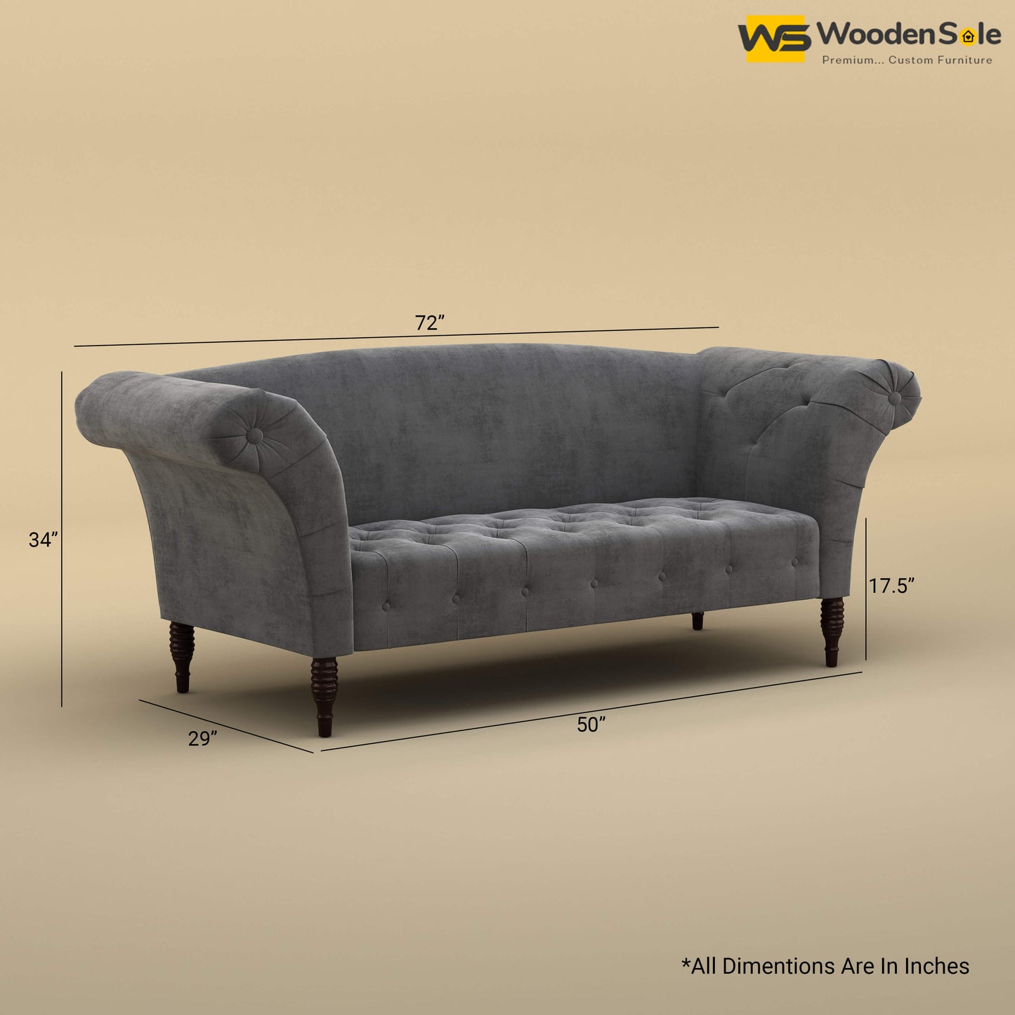 Leo Chaise Lounge (Velvet, Charcoal Gray)